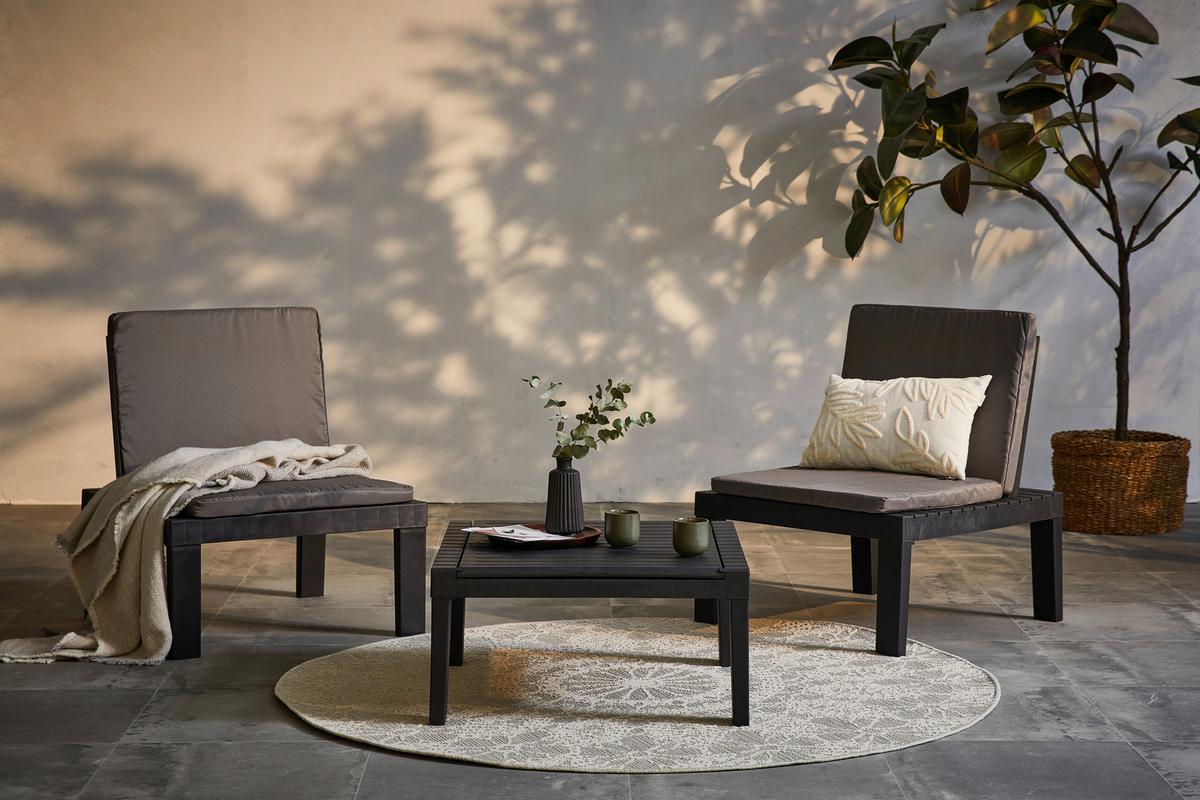 Balkonset Duetto 8 Teilig - Anthrazit, Basics, Kunststoff (65/78/195cm)