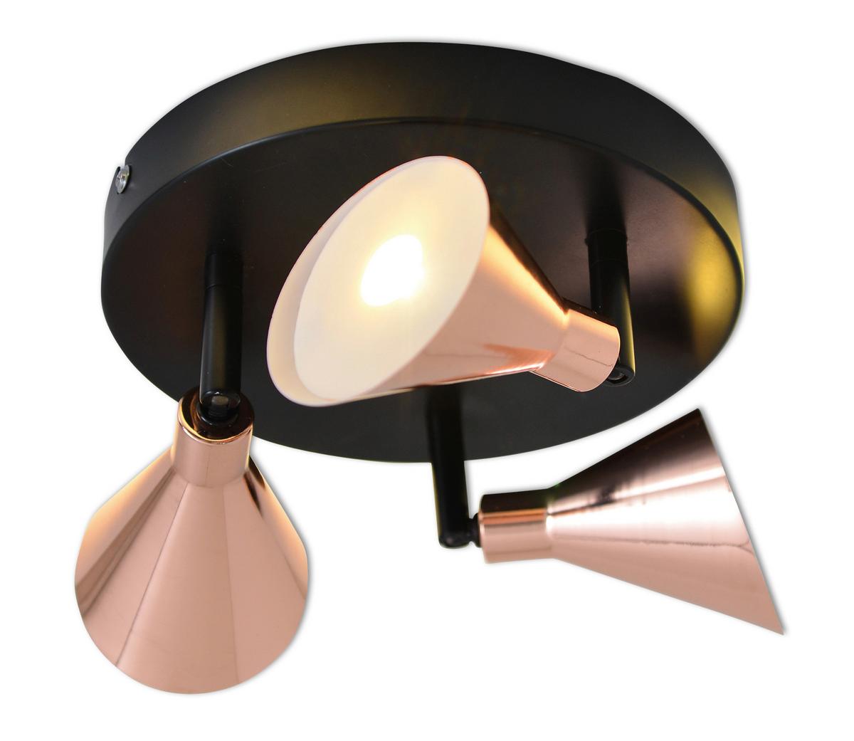 Strahler 3-Flammig verstellbar Ø 38 cm - Kupferfarben, Design, Metall (38/20,3cm) - Näve