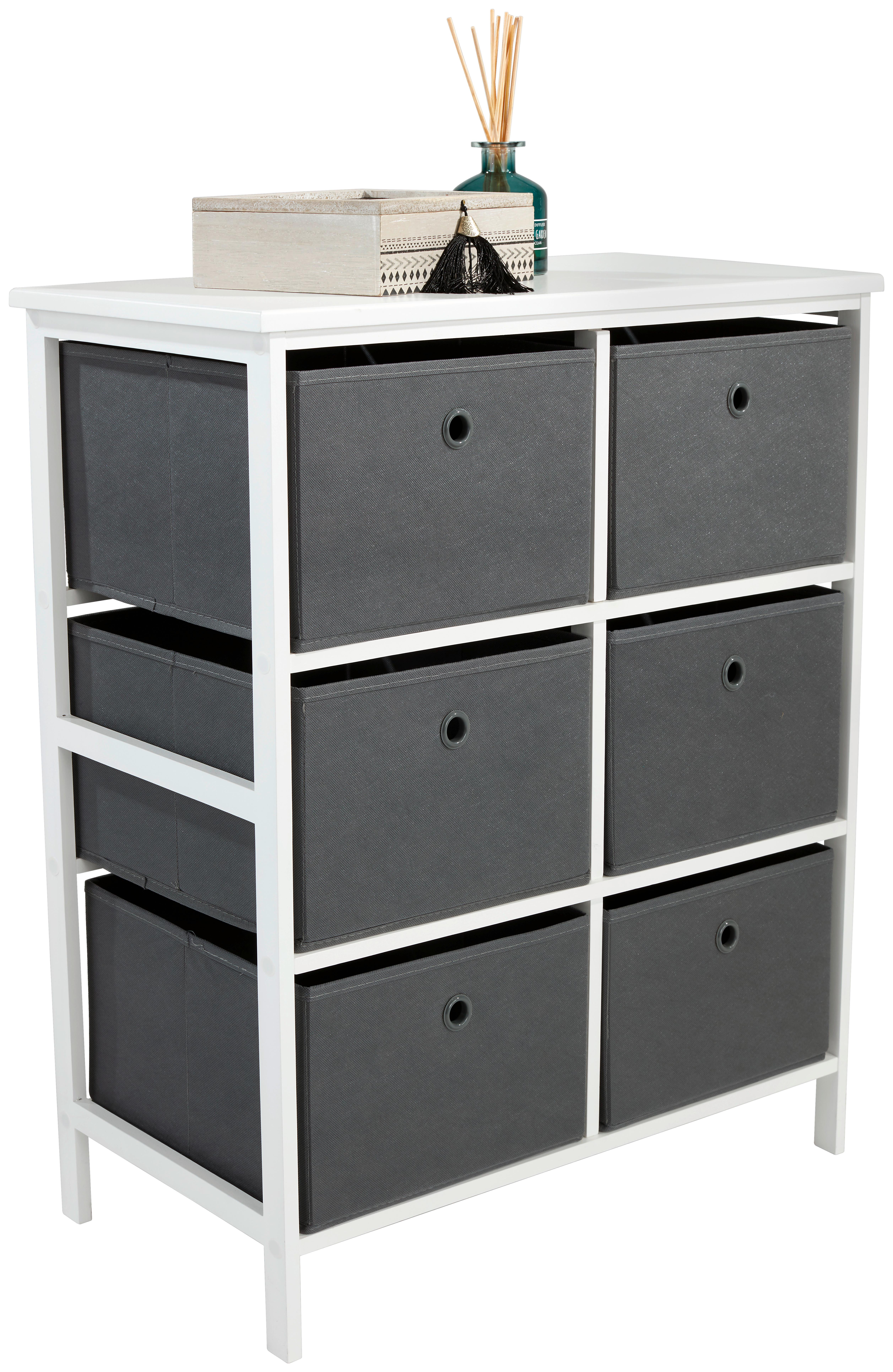 Regal inkl. Boxen Oliver B 70cm, Weiß/Grau - Weiß/Grau, MODERN, Holzwerkstoff/Textil (70/80/30cm)