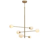 Hängeleuchte Carrera D: 99 cm 6-Flammig höhenverstellbar - Goldfarben/Weiß, Basics, Glas/Metall (99/142cm) - It's about Romi