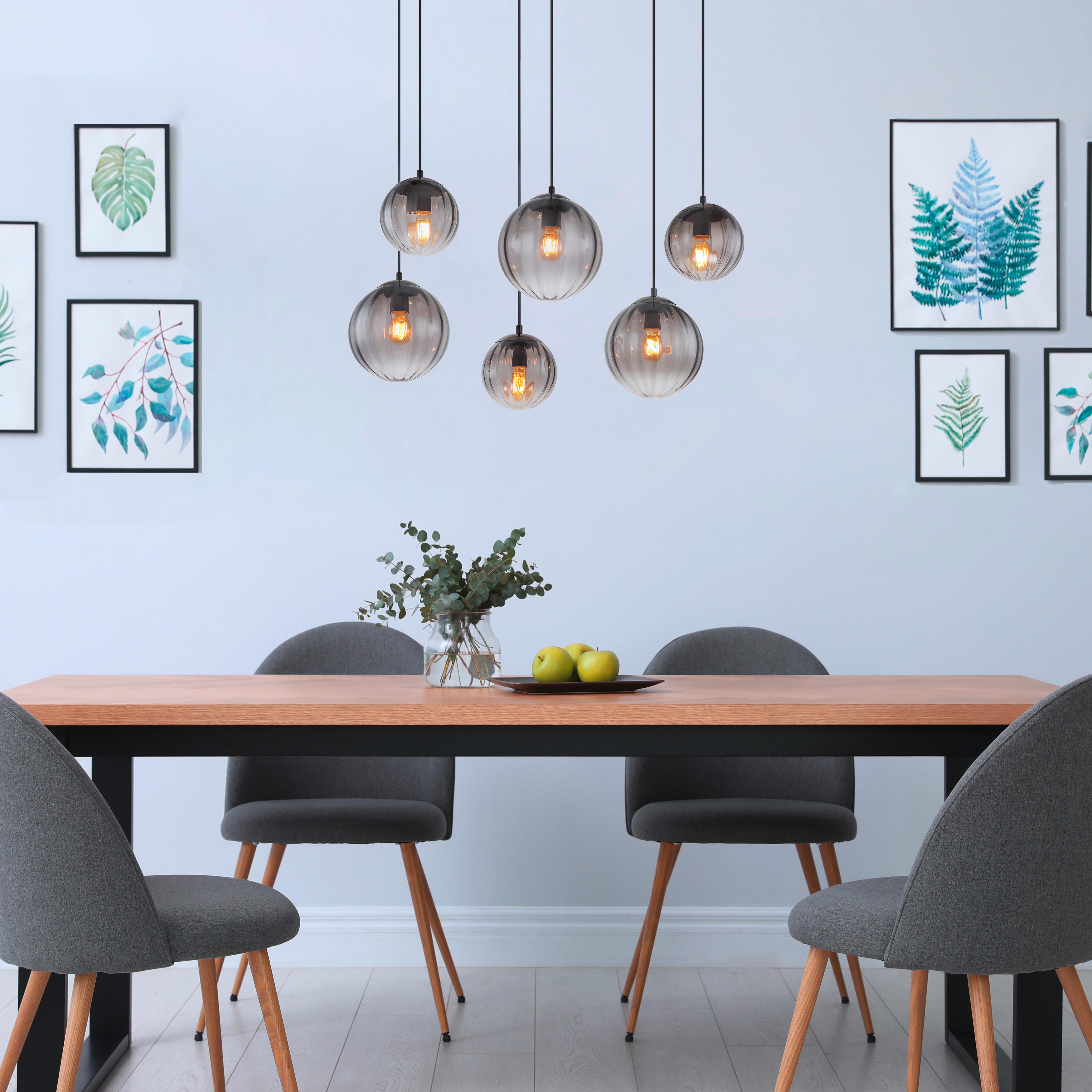 Függőlámpa 15216-6 - fekete/átlátszó, Design, műanyag/Üveg (93/41/120cm) - Globo