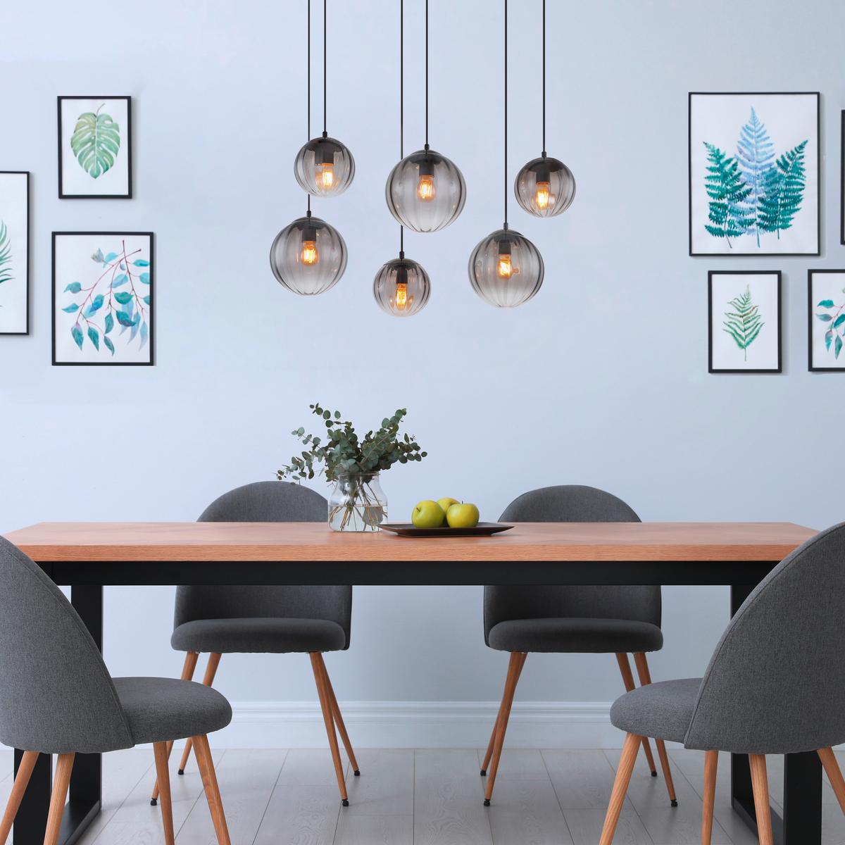 Függőlámpa 15216-6 - fekete/átlátszó, Design, műanyag/Üveg (93/41/120cm) - Globo