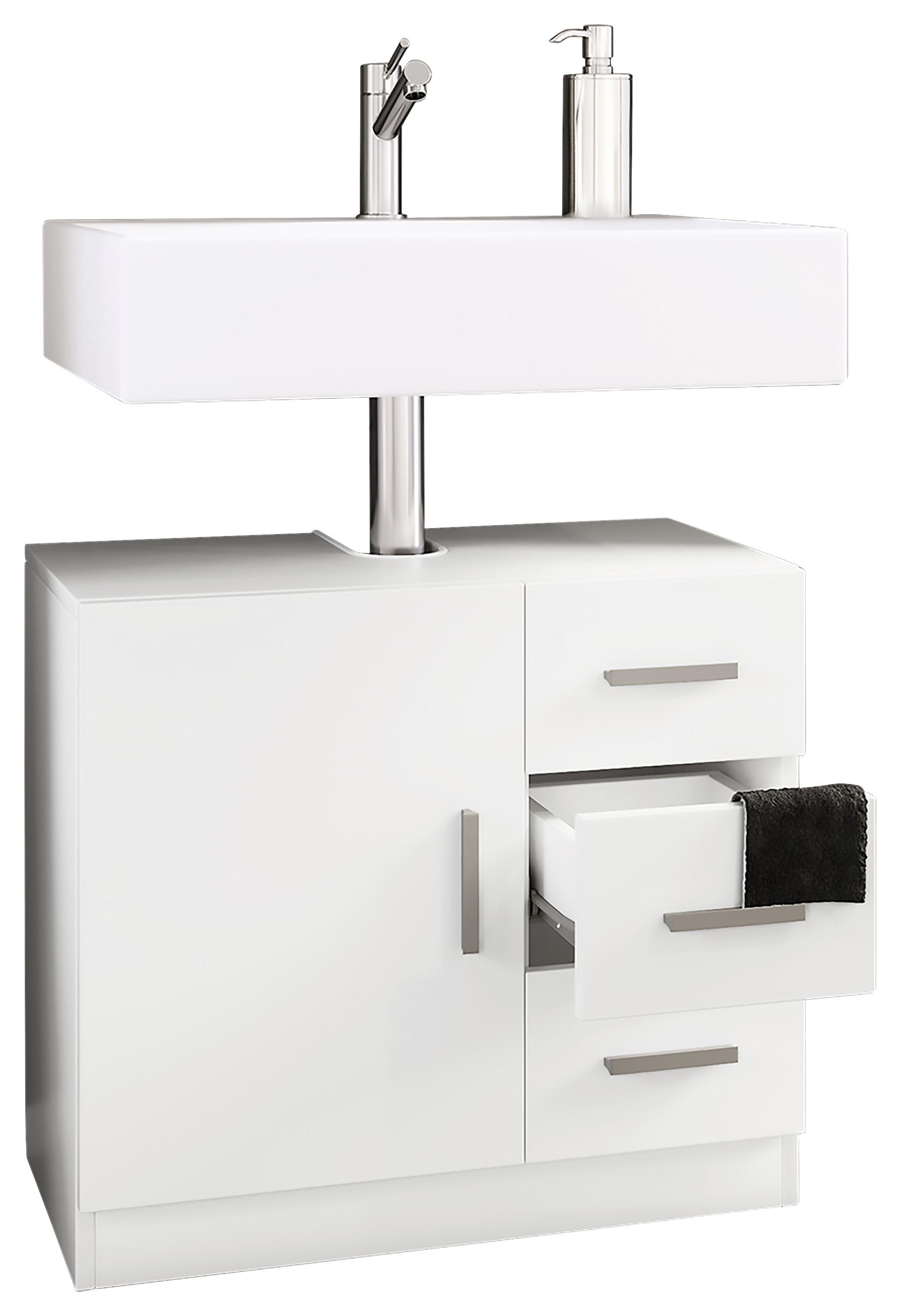 Waschbeckenunterschrank Zalo Xl B: 63cm Weiß - Weiß, MODERN, Holzwerkstoff (63/55,8/30cm) - MID.YOU