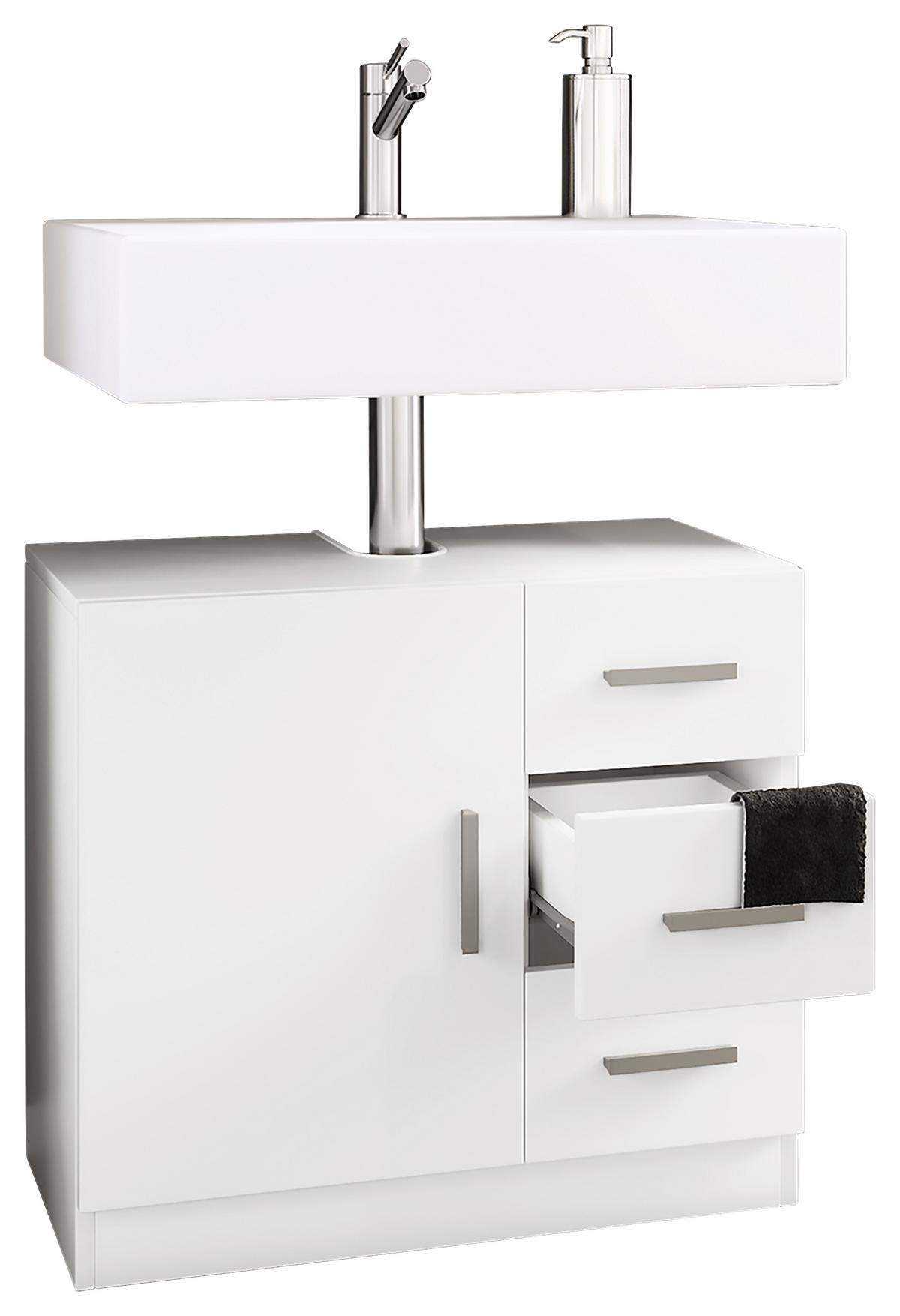Waschbeckenunterschrank Zalo XL B: 63cm Weiß - Weiß, MODERN, Holzwerkstoff (63/55,8/30cm) - MID.YOU