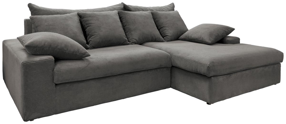 Ecksofa Avellino Grau S: 278/200 cm - Schwarz/Grau, MODERN, Textil (278/200cm) - Livetastic