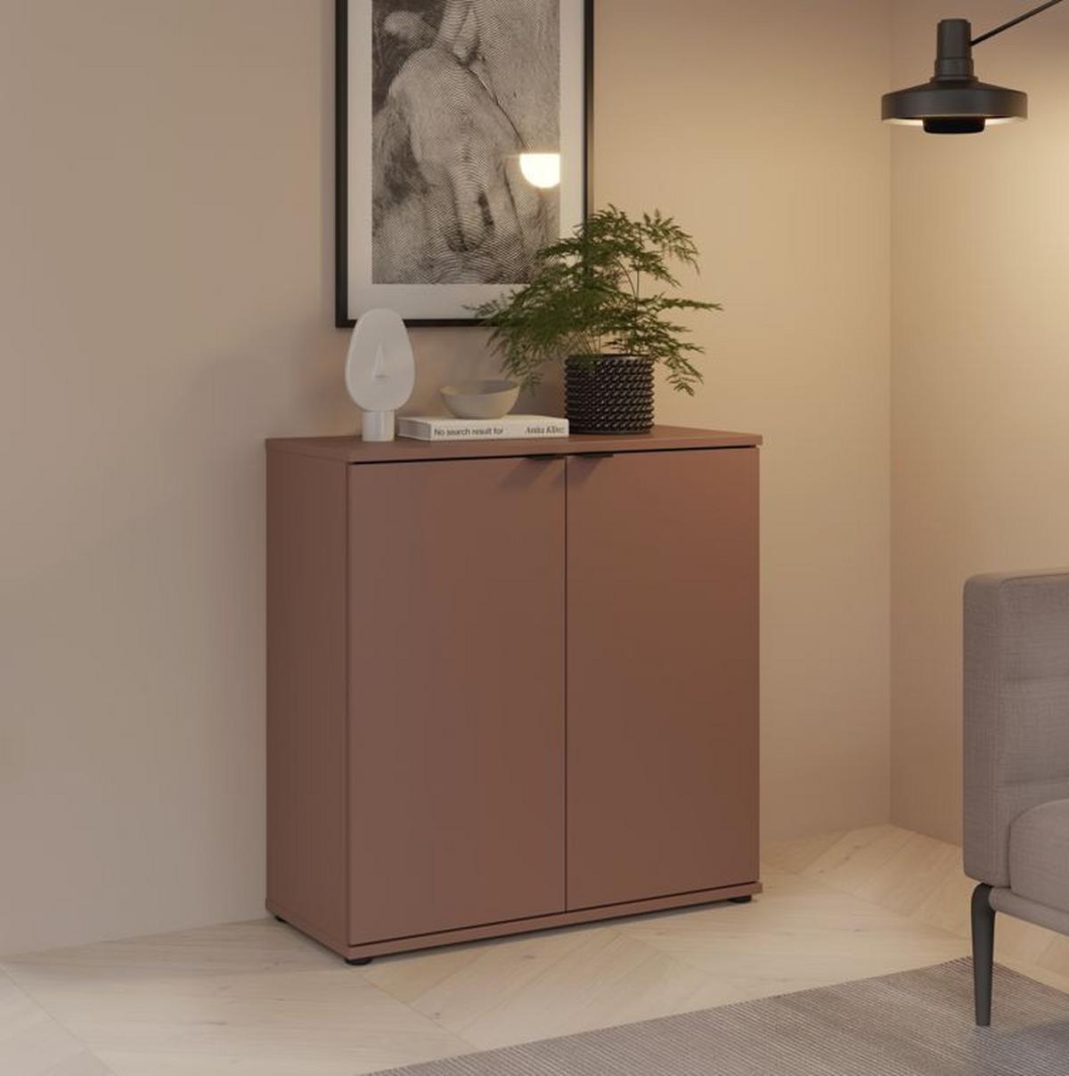 Komoda Ganymede, farba terakota, š: 80cm - čierna/terakota, Modern, kov/kompozitné drevo (80,1/82,3/34,1cm)