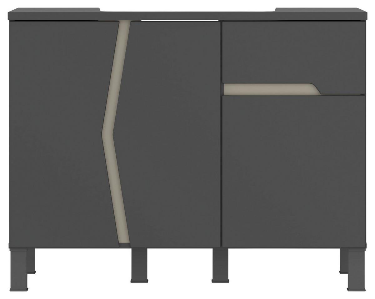 Waschtischkombi Manhattan Man Lu2 - Anthrazit/Weiß, MODERN, Keramik/Holzwerkstoff (100cm) - Luca Bessoni