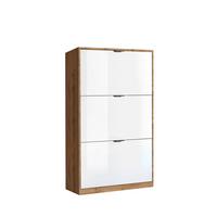 Cipősszekrény Yoro 3 64/119,7cm - Wotan tölgy/magasfényű fehér, Konventionell, faalapú anyag (64/119,7/19cm)