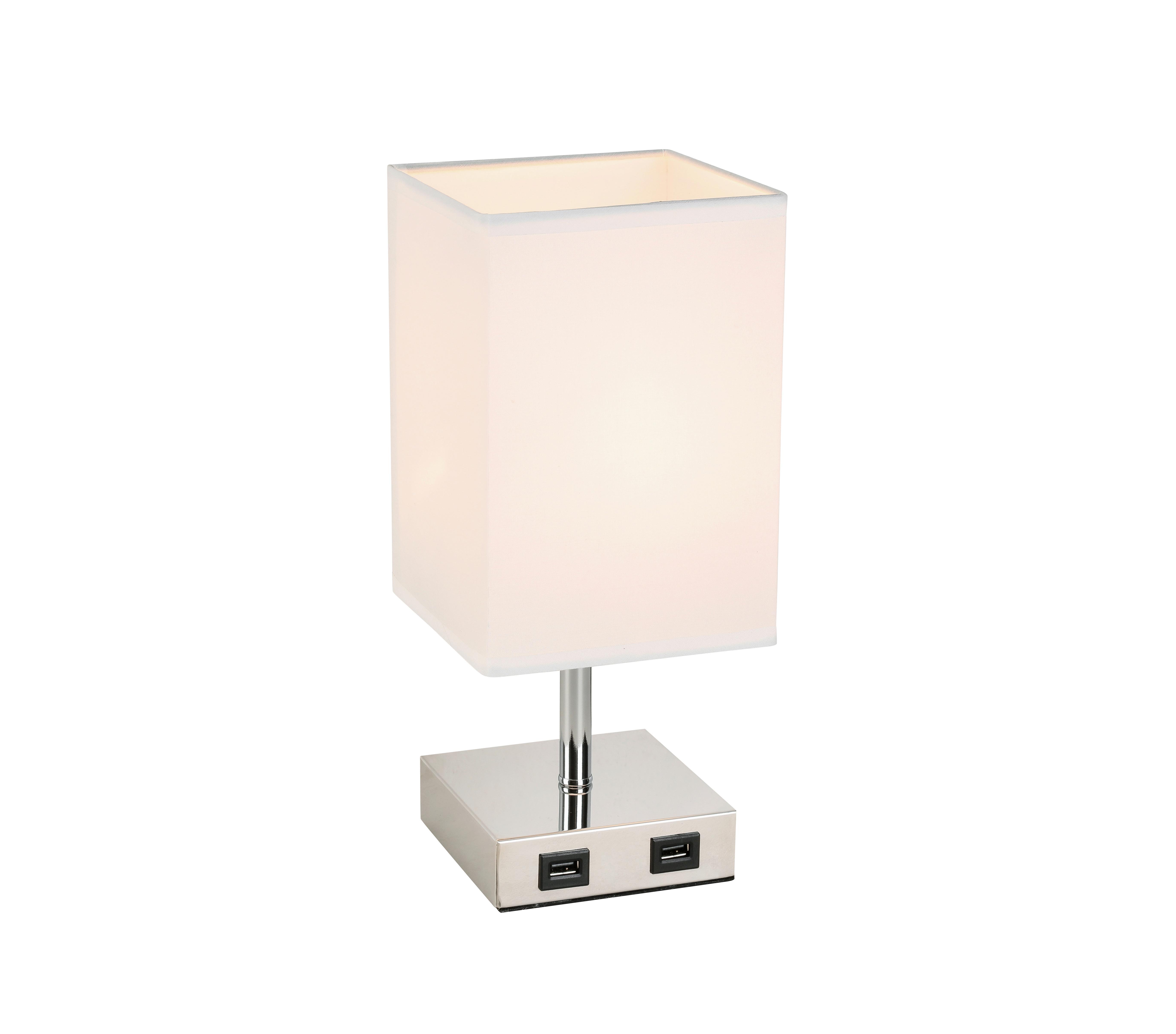 Stolná lampa ZIBOL, V: 13cm - biela/niklová, Romantik / Landhaus, kov/textil (13/13/30cm) - Mömax