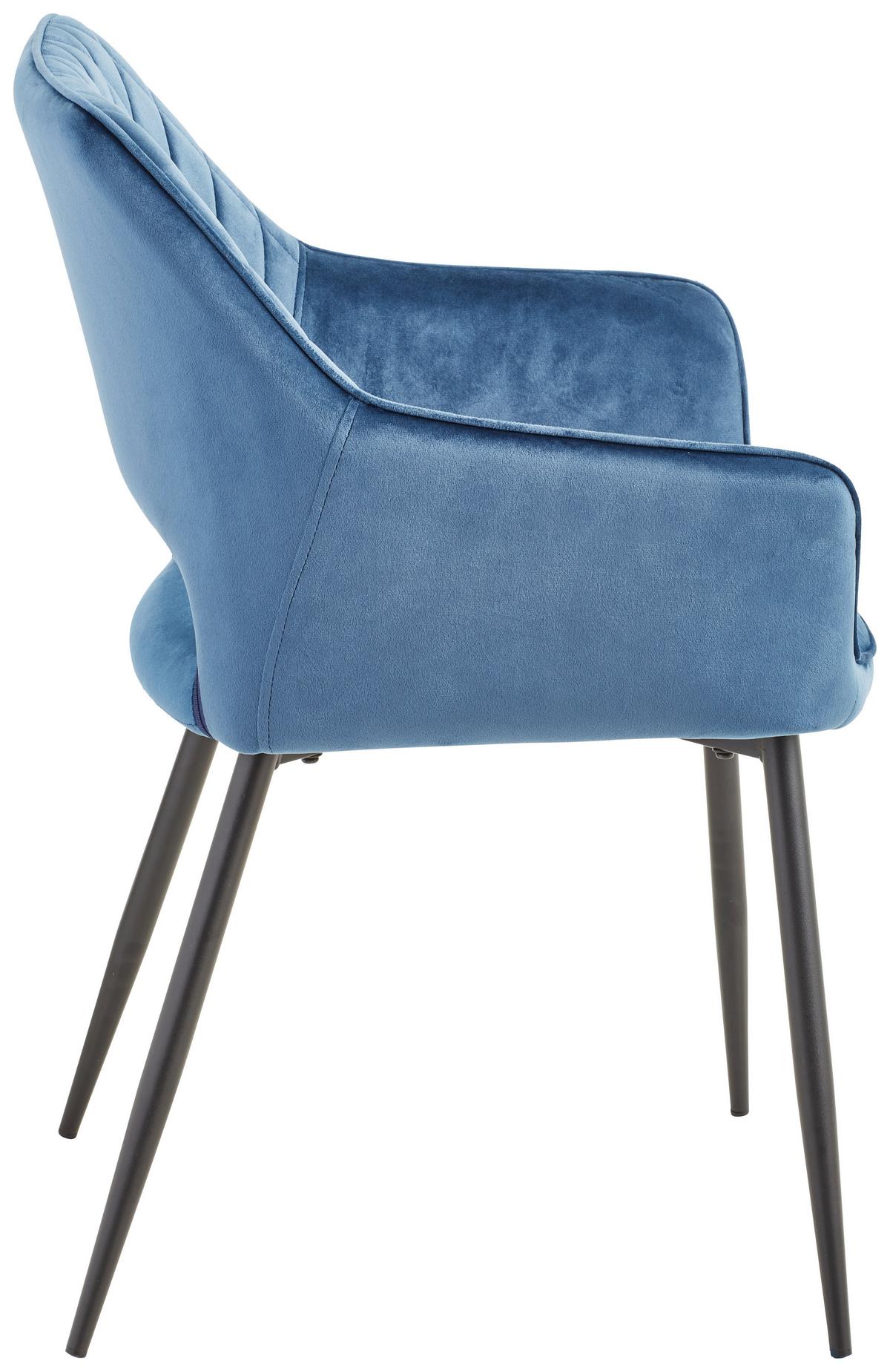 Armlehnstuhl Genua Blau Gepolstert - Blau/Schwarz, KONVENTIONELL, Holz/Textil (56/80,5/56cm) - MID.YOU