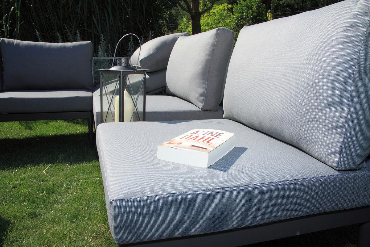 Loungegarnitur 4-Tlg. Paros Holz/Metall/Textil mit Kissen - Anthrazit/Silberfarben, Basics, Holz/Textil (243/68/243cm) - Acamp