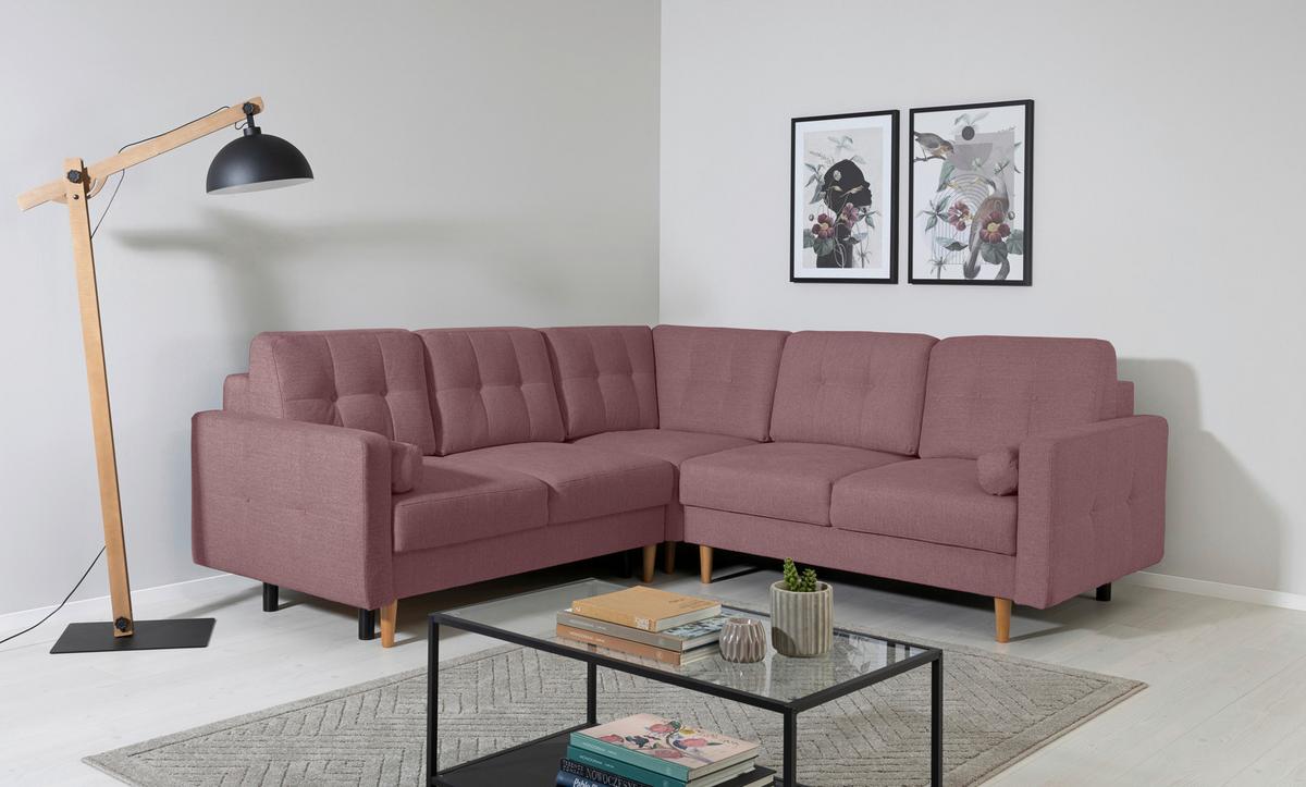 Ecksofa Noret, Beere S: 242x242 Cm - Beere/Buchefarben, Design, Textil (242/242cm) - MID.YOU