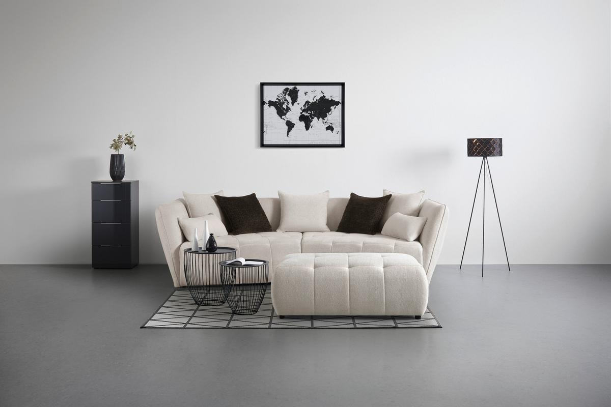 Taburetka SOFI, écru - čierna/krémová, Modern, textil (128/48/70cm) - Premium Living