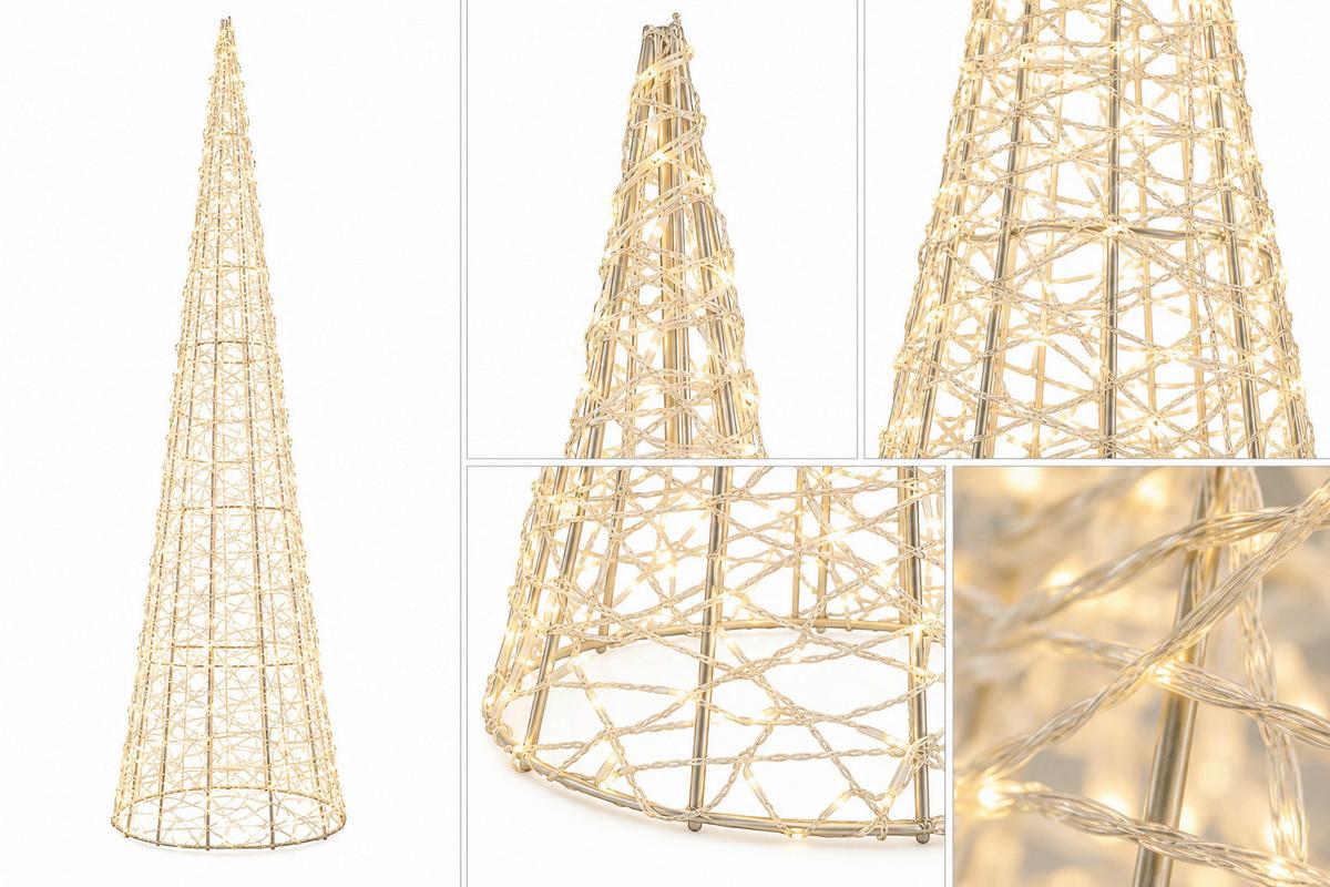 DEKORAČNÍ VÁNOČNÍ STROMEK NATAL - průhledné/barvy zlata, Moderní, kov/plast (16/16/60cm)