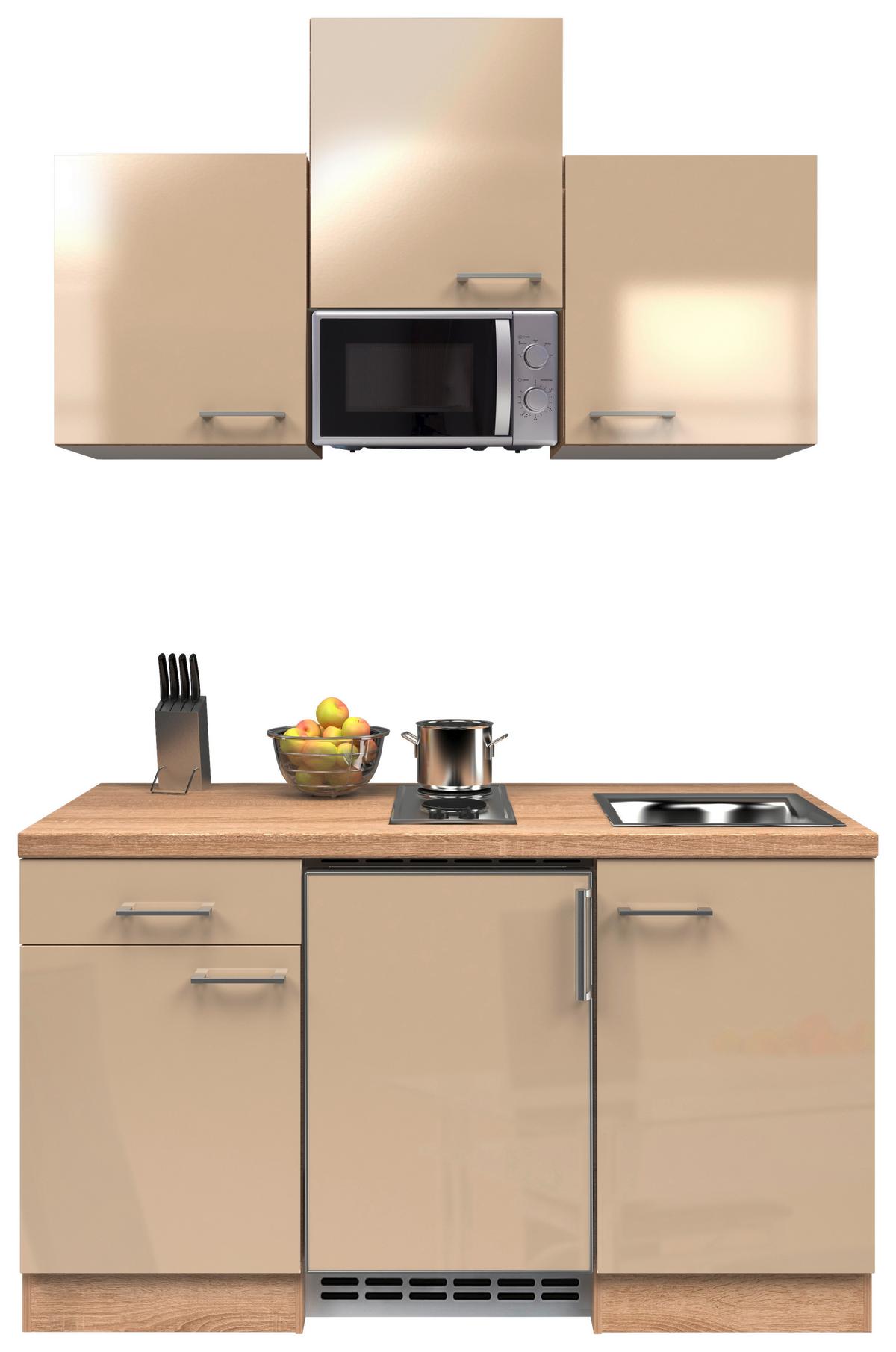 Minikuchyně NEPAL včetně spotřebičů a dřezu - Sonoma dub/kašmírová, Moderní, kov/kompozitní dřevo (150,5cm) - FlexWell