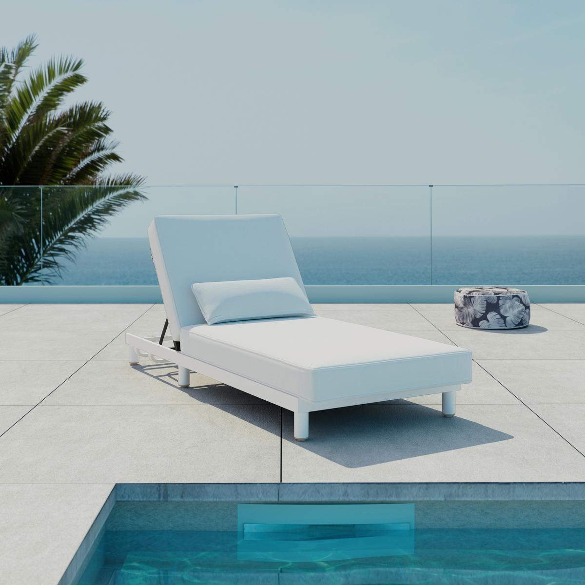 ZAHRADNÍ LEHÁTKO MARINA - bílá, Moderní, kov/textil (195/30/84cm) - Bessagi Garden