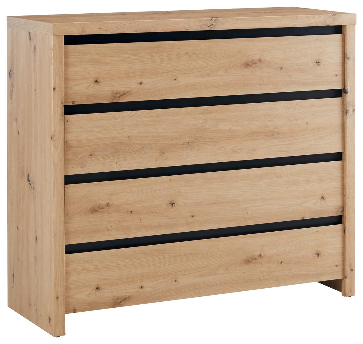 KOMODA LARIOS C -EXKLUSIV- - čierna/dub artisan, Modern, kompozitné drevo (105/91/40cm) - Mömax