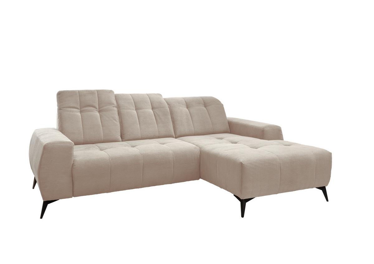 Ecksofa mit USB Anschluss Sano, Beige, S: 258x180 cm - Beige/Schwarz, MODERN, Textil (258/180cm) - Livetastic