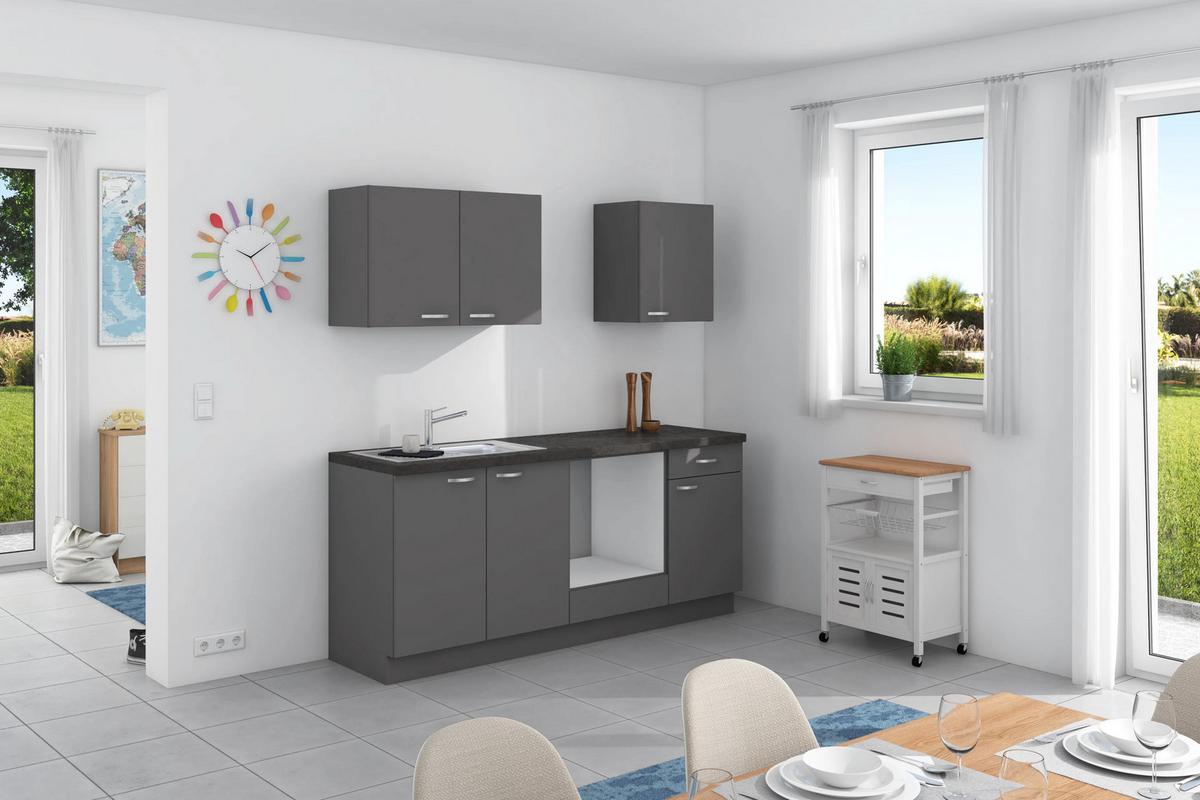 Küchenzeile Win ohne Geräte ohne Geräte B: 200 cm - Anthrazit, Design, Holzwerkstoff (200cm) - Express