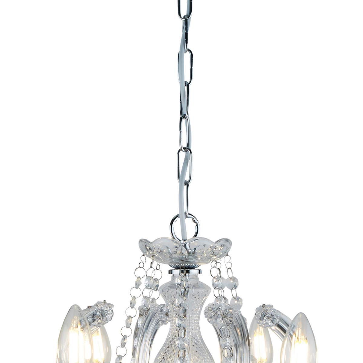 Kronleuchter Marie Therese 9xe14, Chromfarben, Mit Behang - Chromfarben, KONVENTIONELL, Glas/Kunststoff (61/100cm)