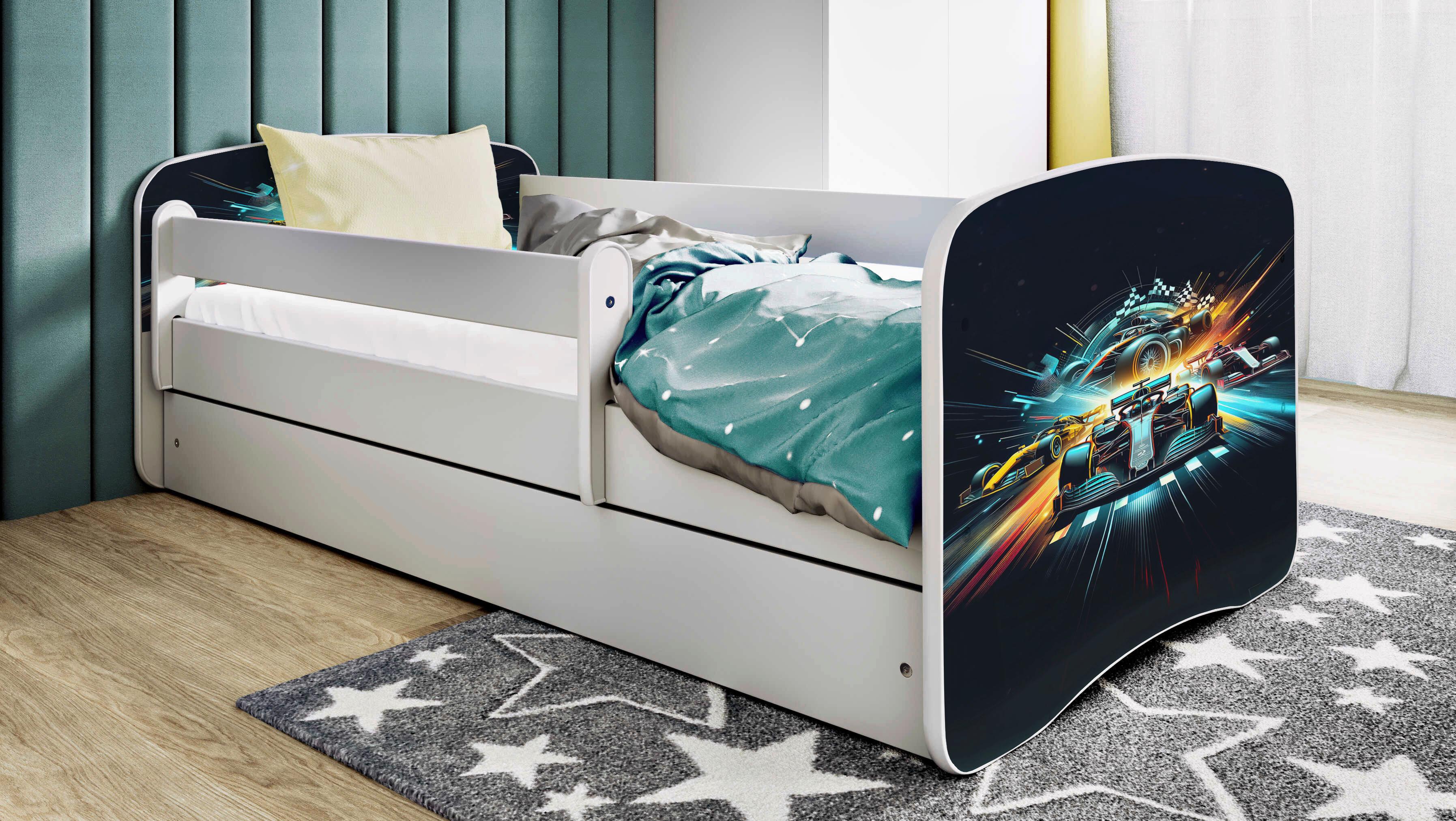 Kinder-/Juniorbett Babydreams Weiß/Schwarz B: 80cm - Birkefarben/Weiß, MODERN, Holz/Holzwerkstoff (80/160cm) - MID.YOU