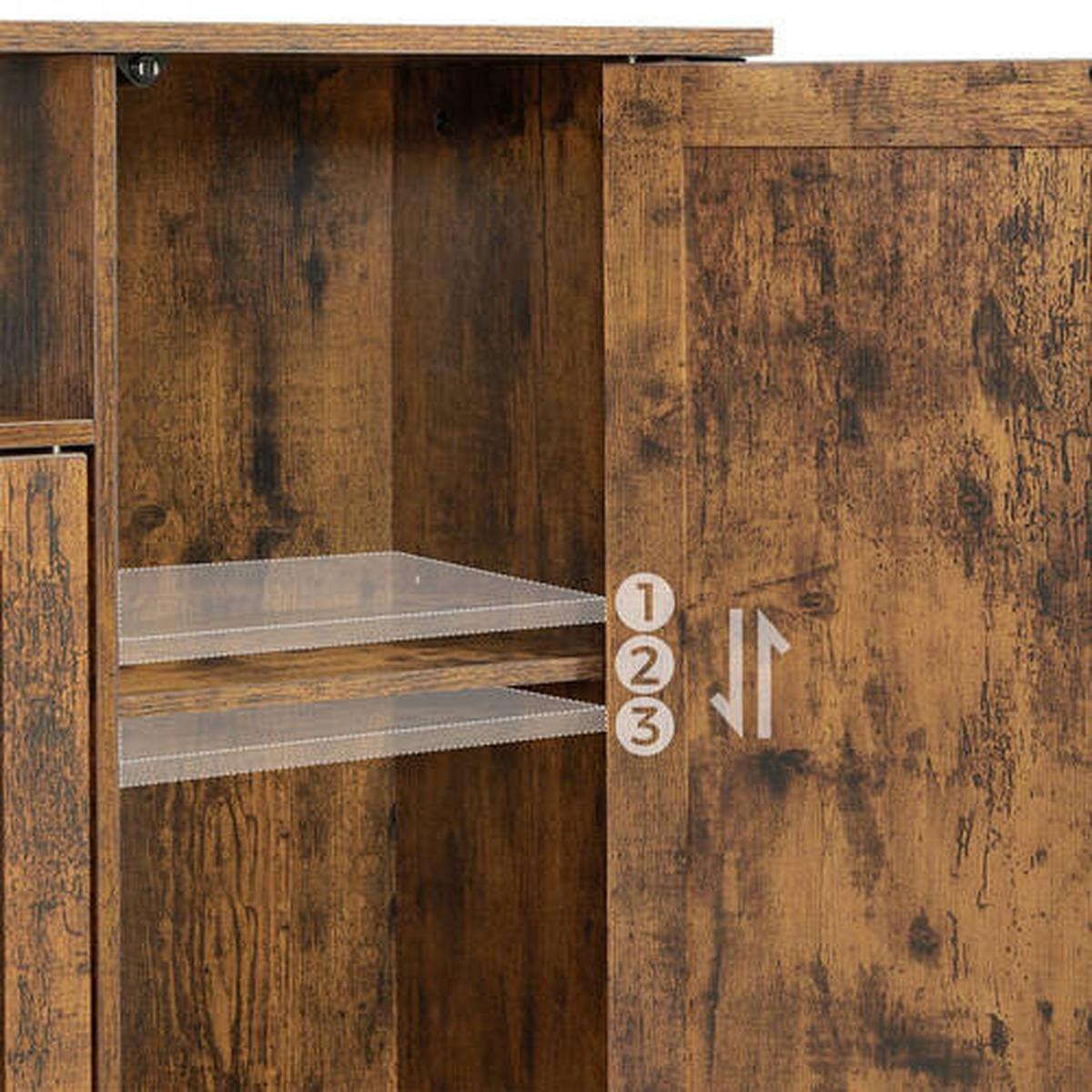 Kommode B: 110 cm Braun/Schwarz - Schwarz/Braun, Trend, Glas/Holzwerkstoff (110/75/33cm) - Boxxx