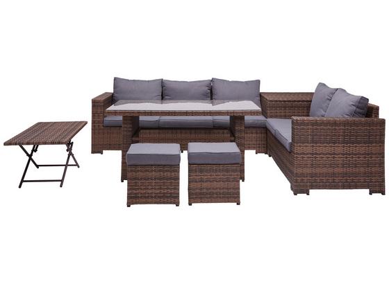 Loungegarnitur 268x208 cm 7-Teilig Joleen, Braun - Dunkelgrau/Dunkelbraun, KONVENTIONELL, Glas/Kunststoff (268/208cm) - Luca Bessoni Loungegarnitur 268x208 cm 7-Teilig Joleen, Braun - Dunkelgrau/Dunkelbraun, KONVENTIONELL, Glas/Kunststoff (268/208cm) - Luca Bessoni