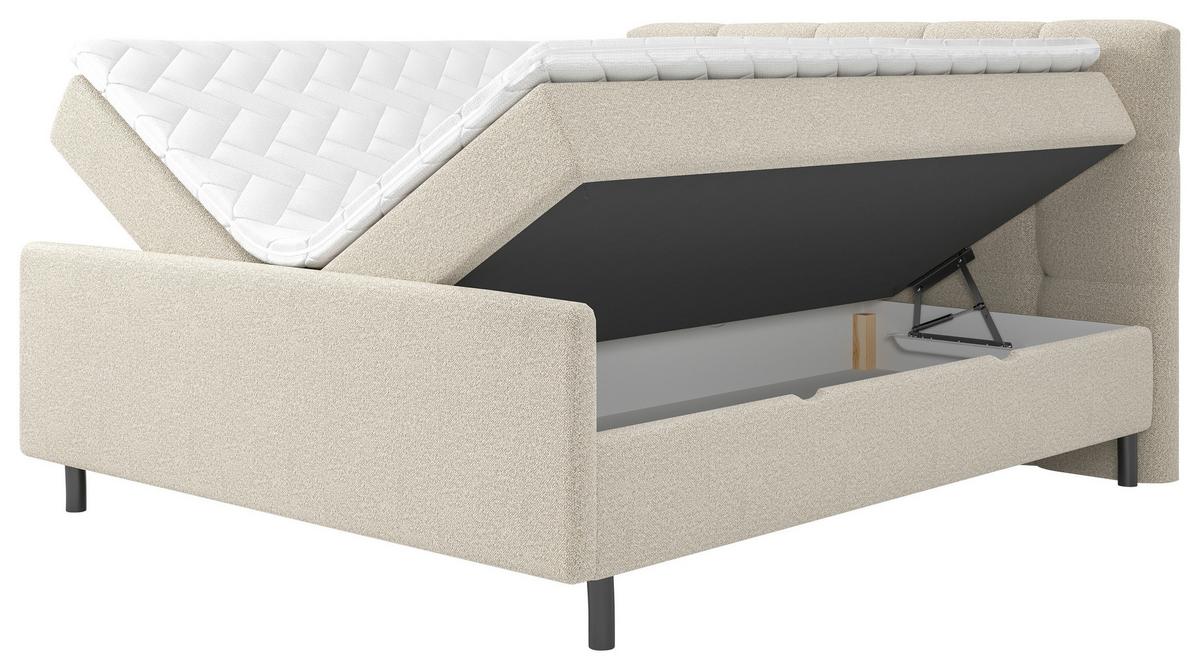 Posteľ boxspring MARBELLA 180x200, béžová - černá/béžová, Moderní, kov/dřevo (180/200cm) - Bessagi Home
