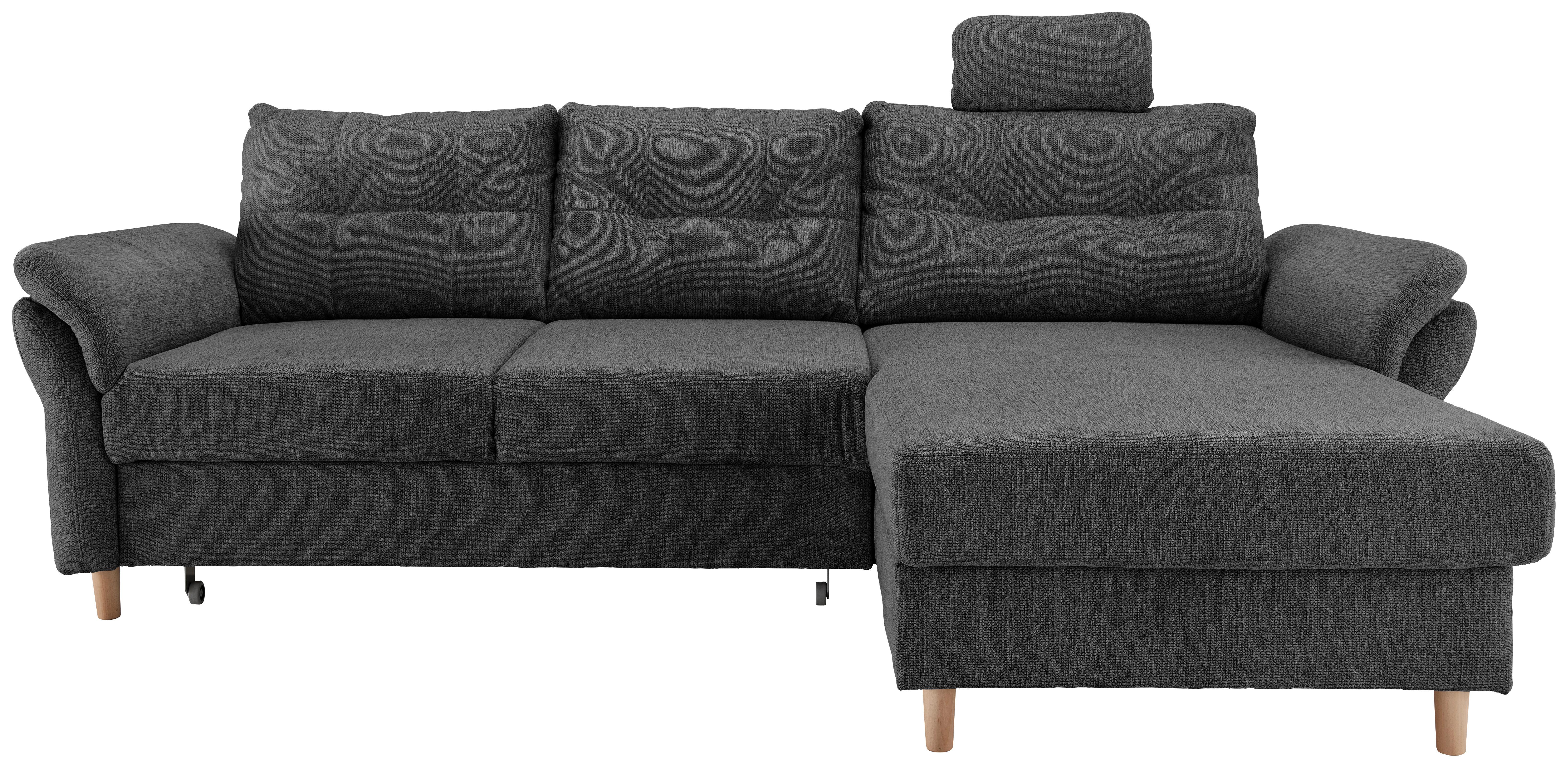 Ecksofa Brizzini inkl. Bettkasten, anthrazit, 250x176 - Anthrazit/Naturfarben, MODERN, Textil (250/176cm) - Livetastic