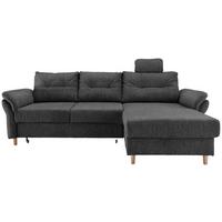 Ecksofa Brizzini inkl. Bettkasten, anthrazit, 250x176 - Anthrazit/Naturfarben, MODERN, Textil (250/176cm) - Livetastic