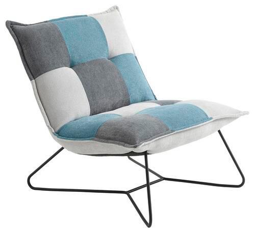 Polstersessel Vico Stoffbezug Silber/denim/grau - Blau/Dunkelgrau, Basics, Textil/Metall (69/76/86cm) - MID.YOU