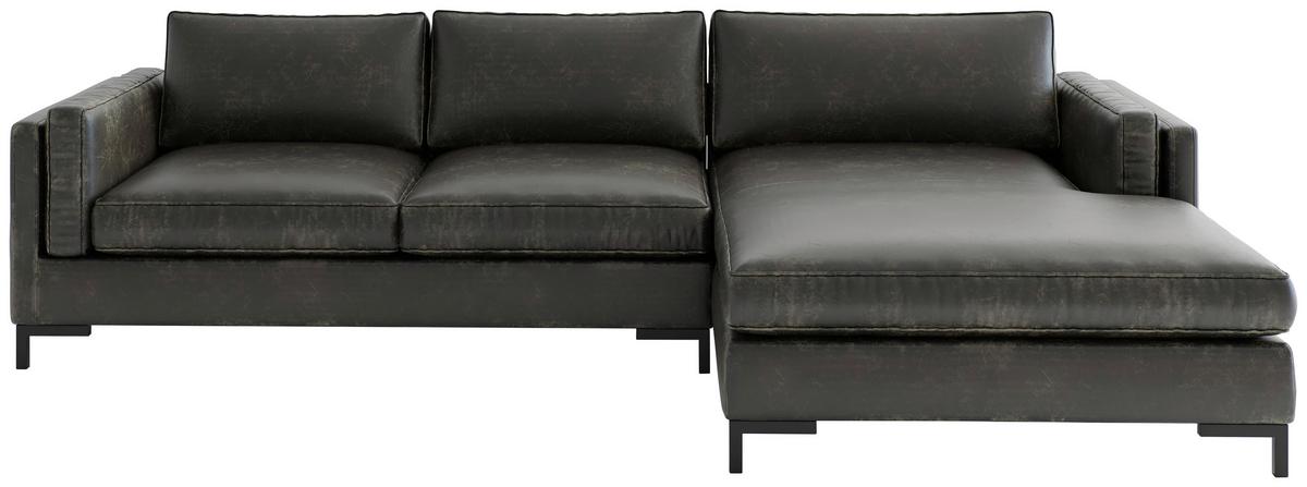 Ecksofa Packo Olivgrün S: 265x160 cm - Schwarz/Olivgrün, Design, Textil (265/160cm) - Livetastic
