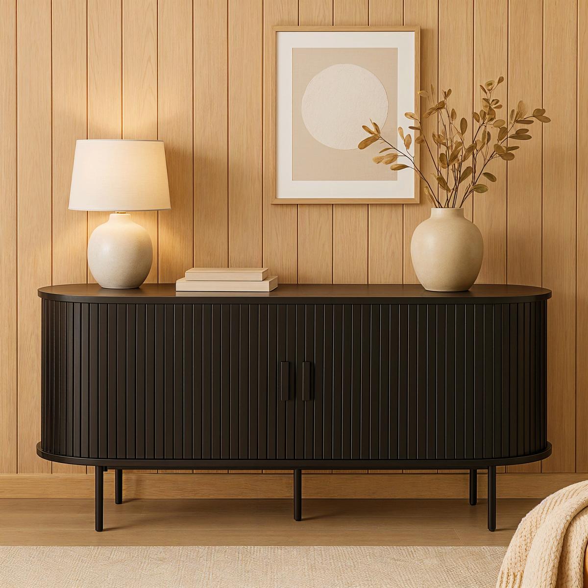 SIDEBOARD Schwarz, B: 140cm - Schwarz, Design, Holzwerkstoff (140/76/40cm) - Livetastic