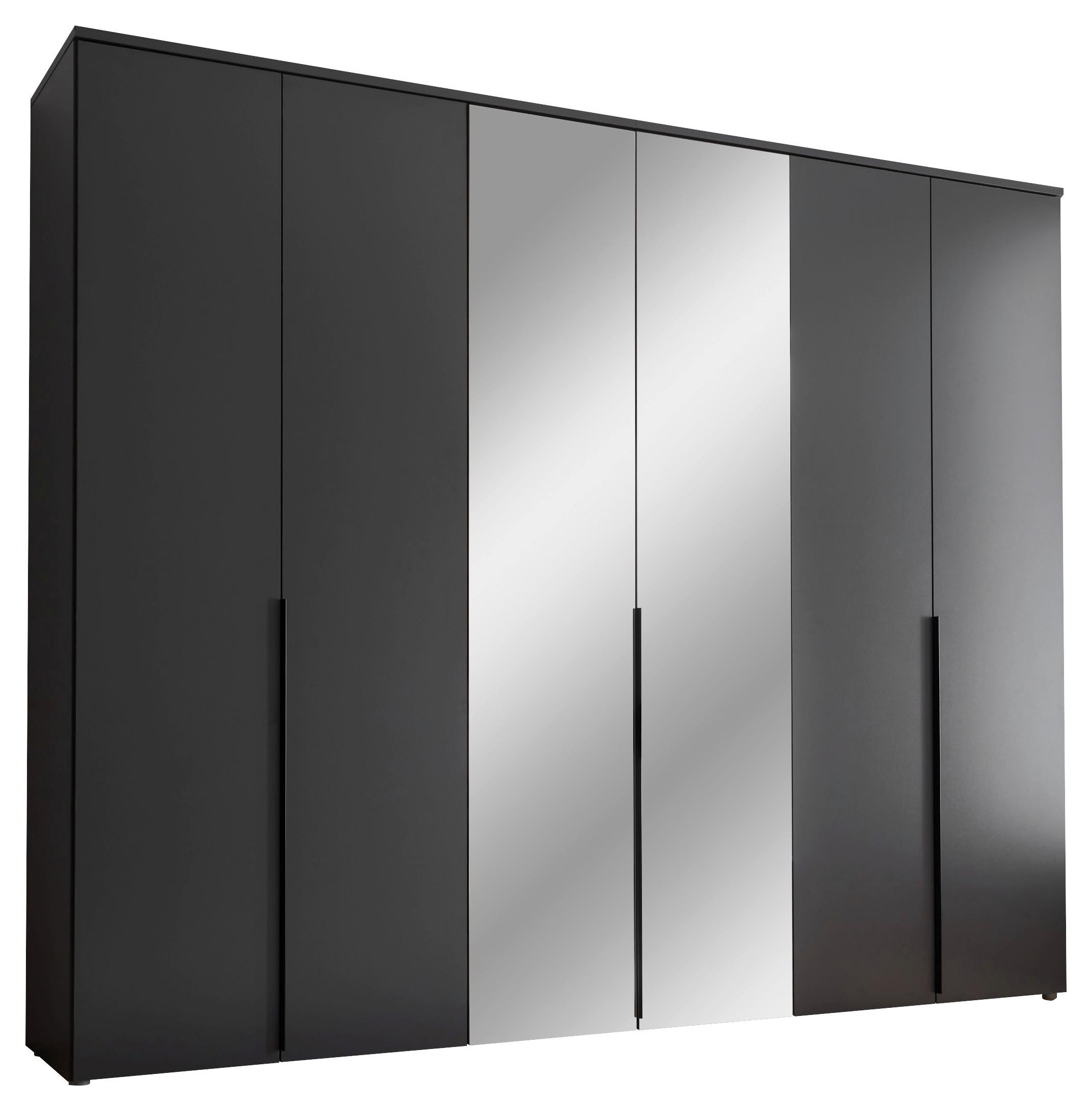 Drehtürenschrank 270 cm Kevo Graphitfarben/Spiegelglas - Graphitfarben, MODERN, Glas/Holzwerkstoff (270/225/52cm) - Carryhome