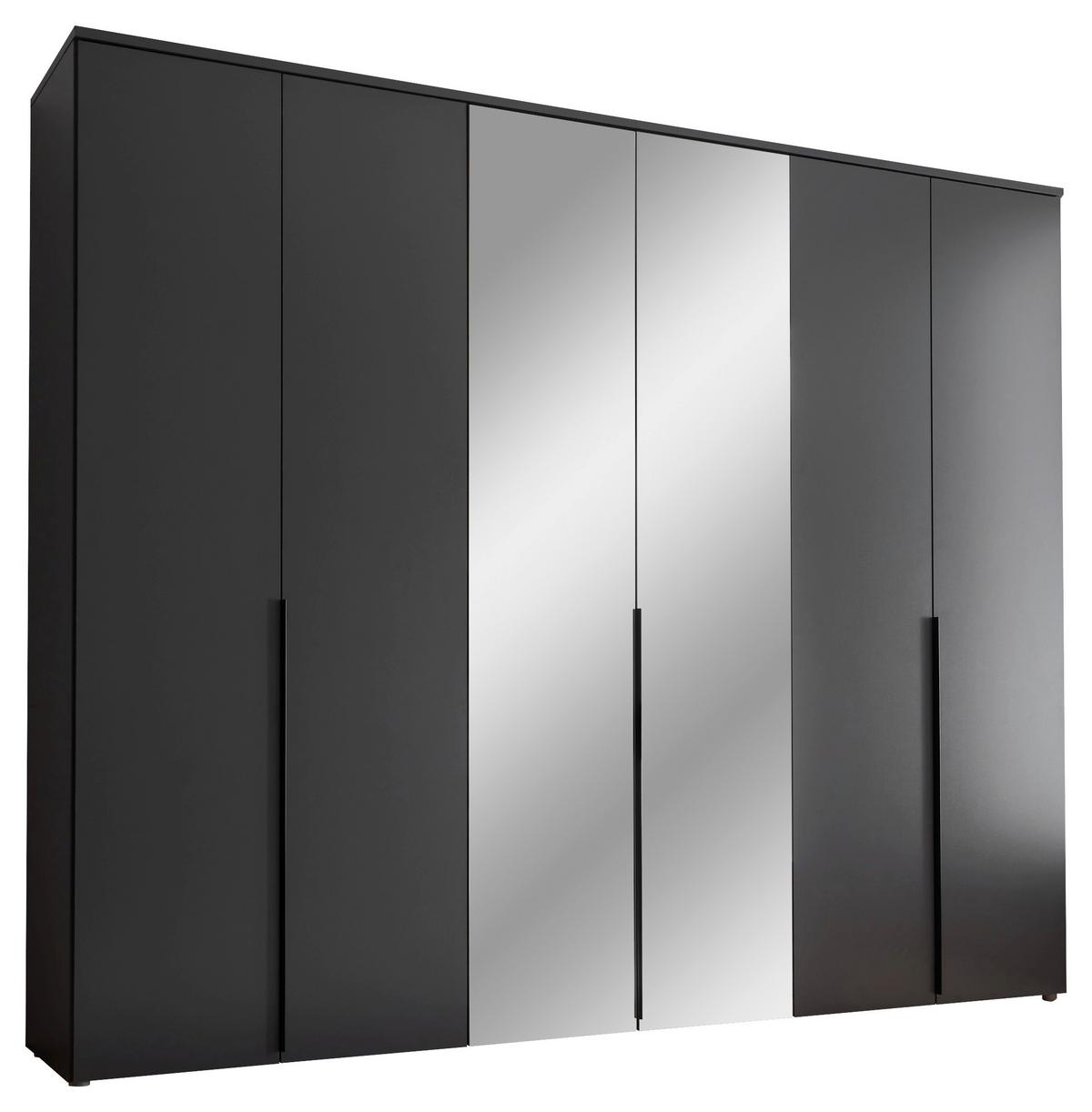 Drehtürenschrank 270 cm Kevo Graphitfarben/Spiegelglas - Graphitfarben, MODERN, Glas/Holzwerkstoff (270/225/52cm) - Carryhome