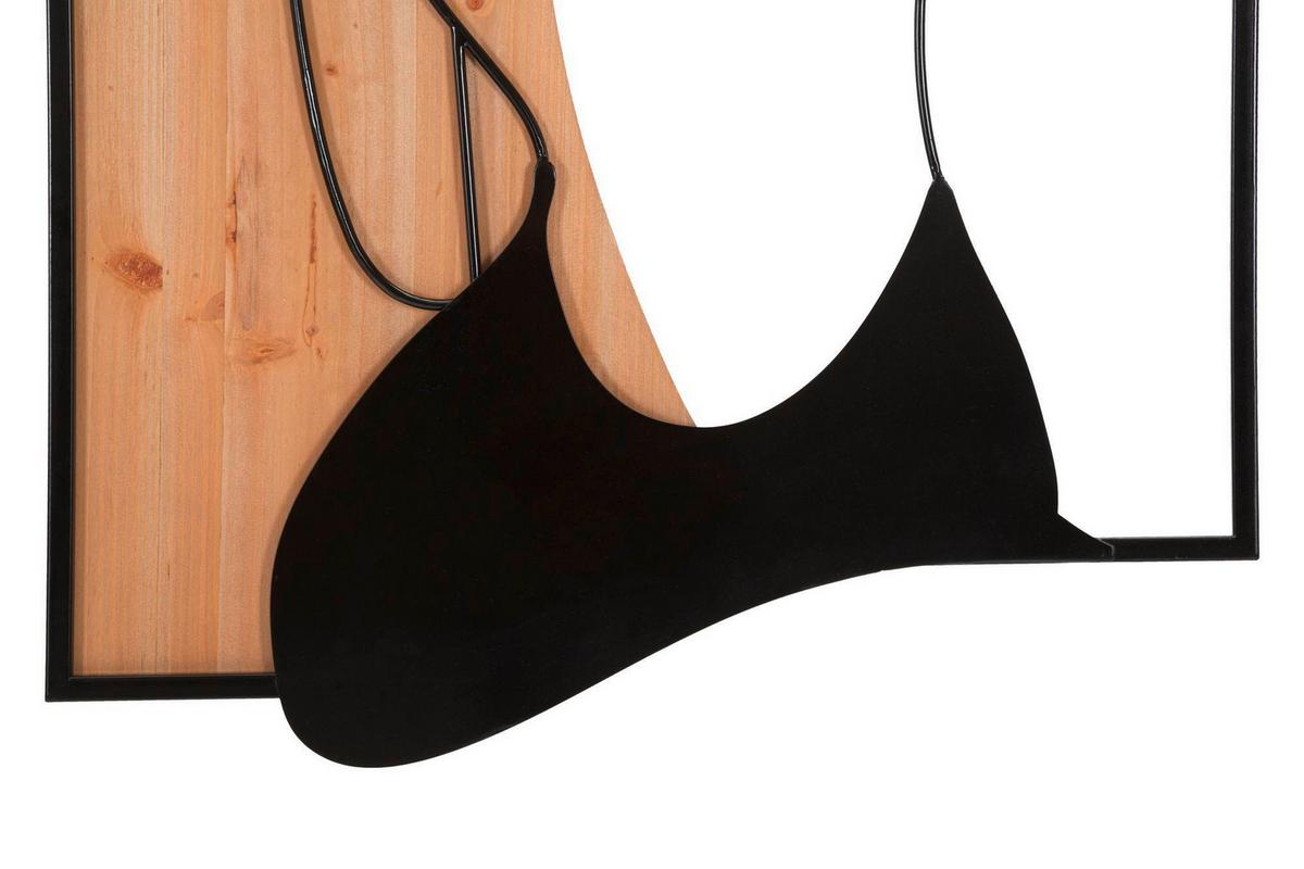 Wanddeko Iron And W Naturfarben, Schwarz B: 60 cm - Schwarz/Naturfarben, Basics, Holzwerkstoff/Metall (60/90/2cm)
