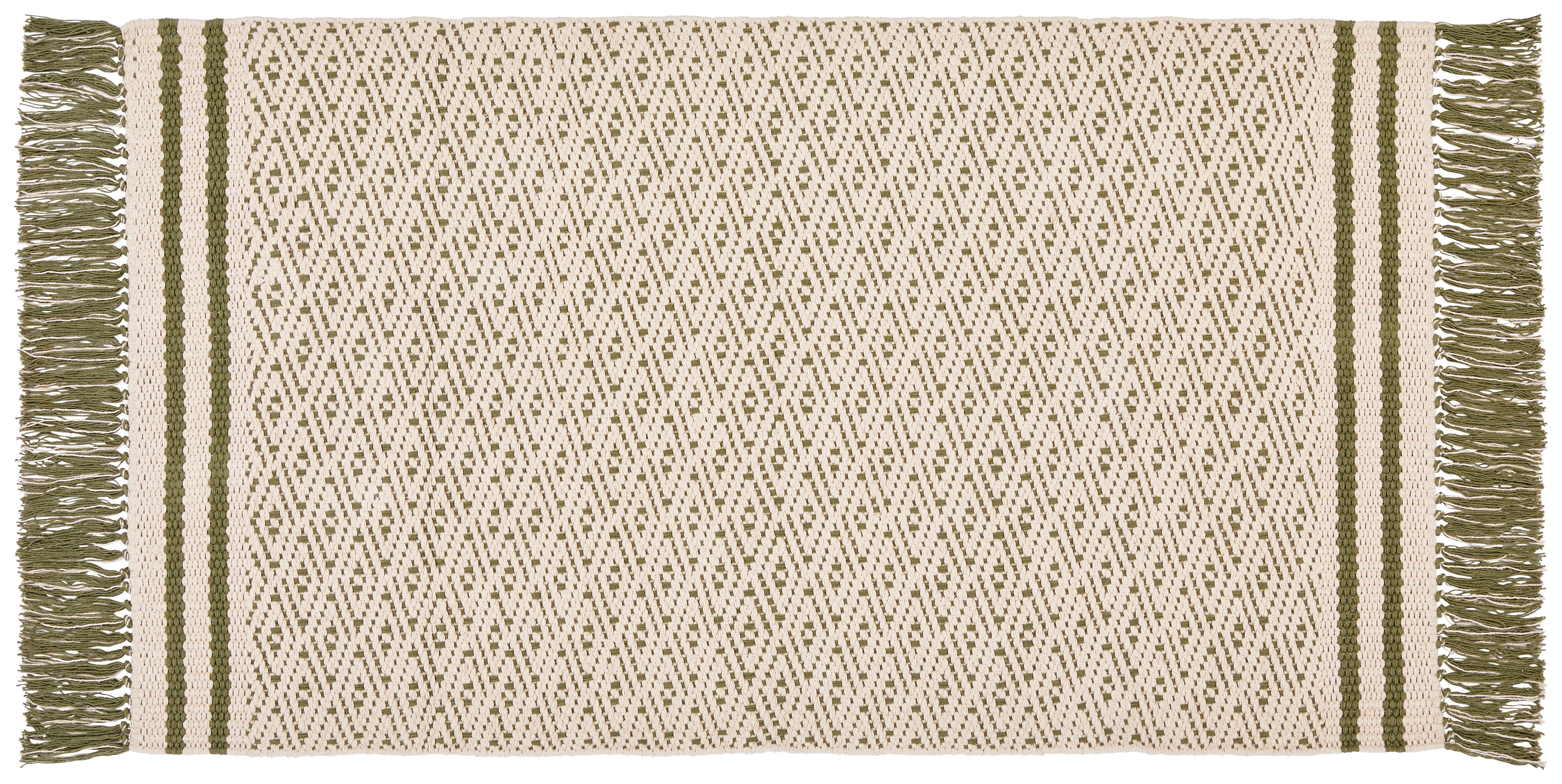 Teppich Vorleger Grün Mit Fransen Iman 70x120 cm - Grün, MODERN, Textil (70/120cm) - Ondega
