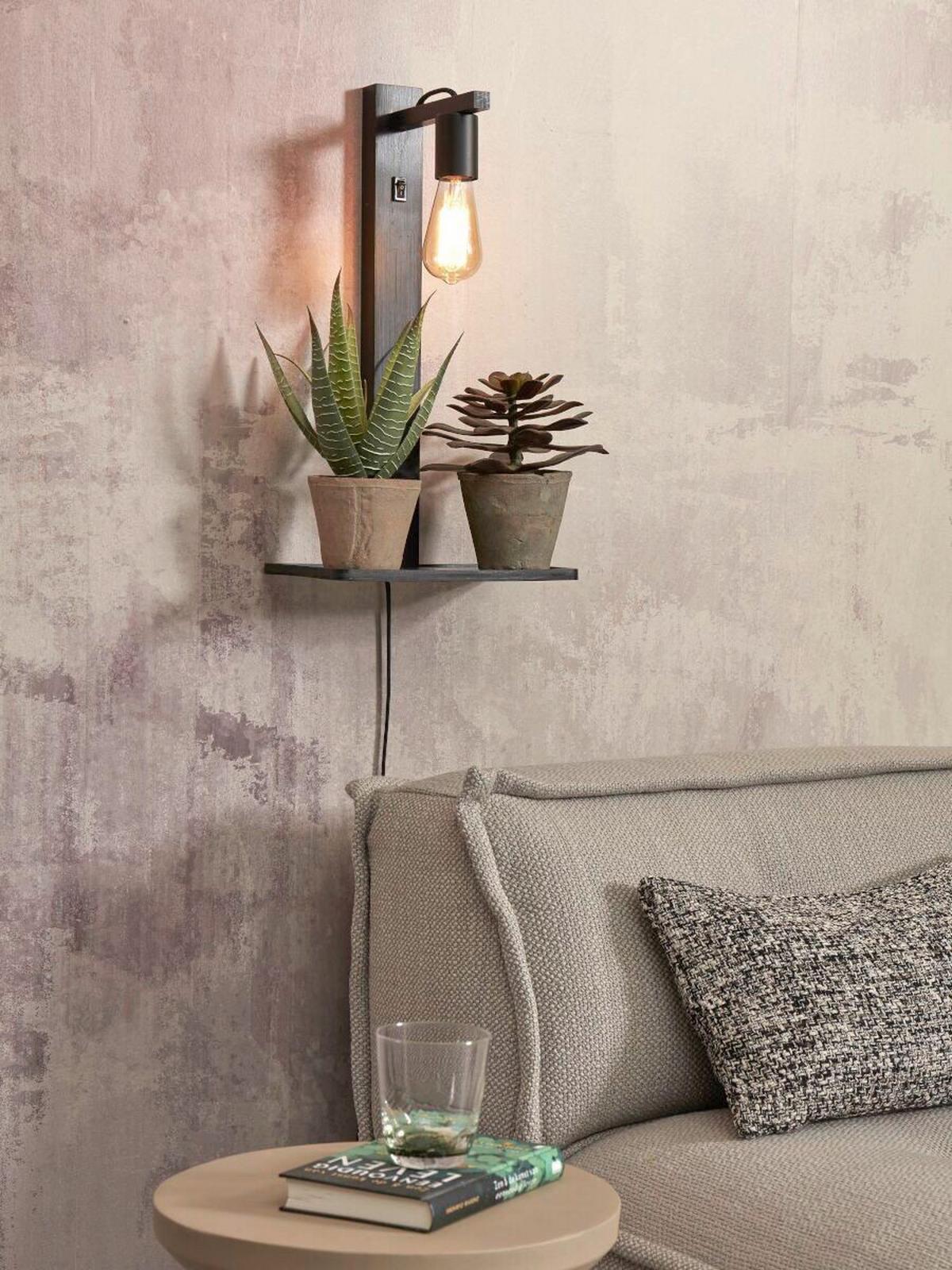 Wandleuchte Flores/W52/B - Schwarz, Trend (30/18/52cm) - Good & Mojo