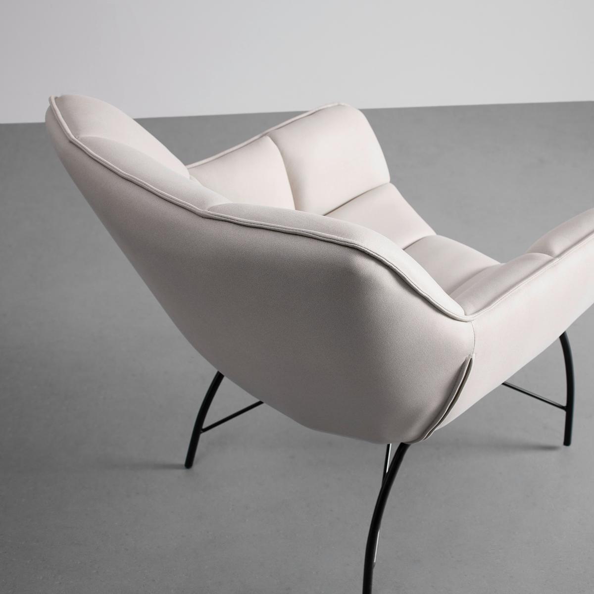 Křeslo ROBIN světlešedé - černá/světle šedá, Moderní, kov/textil (72/78/81cm) - Bessagi Home