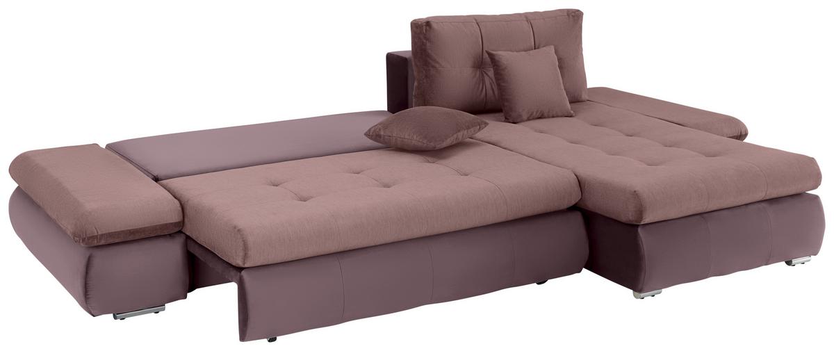 Rohová sedačka ENRICO, oboustranná, šeříková - černá/barvy chromu, Konvenční, kov/textil (303/88/185cm) - Based