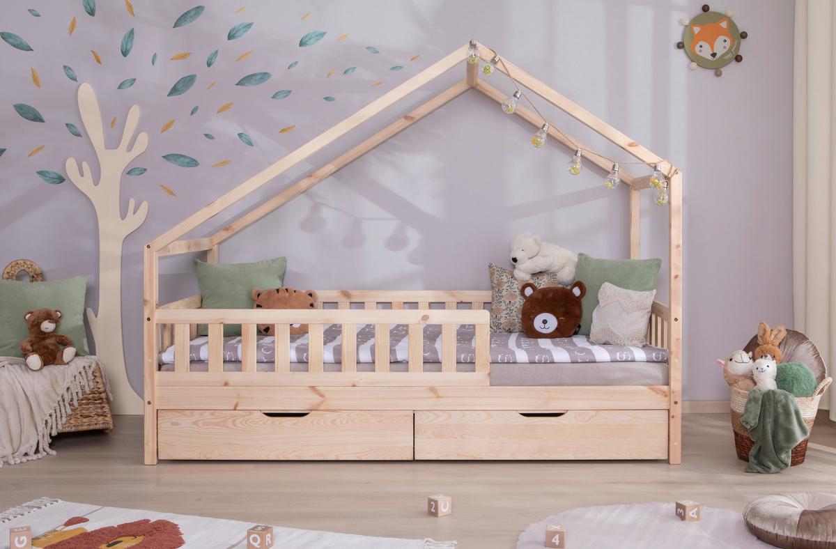 Hausbett Lou Bettschublade Naturfarben B: 90 Cm - Naturfarben, MODERN, Holz (90/200cm) - MID.YOU