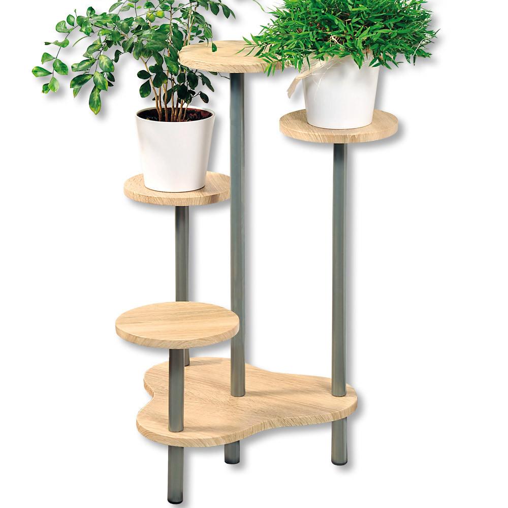 Blumentisch Mit 4 Plattformen Eiche Dekor/alu - Sonoma Eiche, MODERN, Holzwerkstoff/Metall (64,5/72,5/30,50cm) - Kesper
