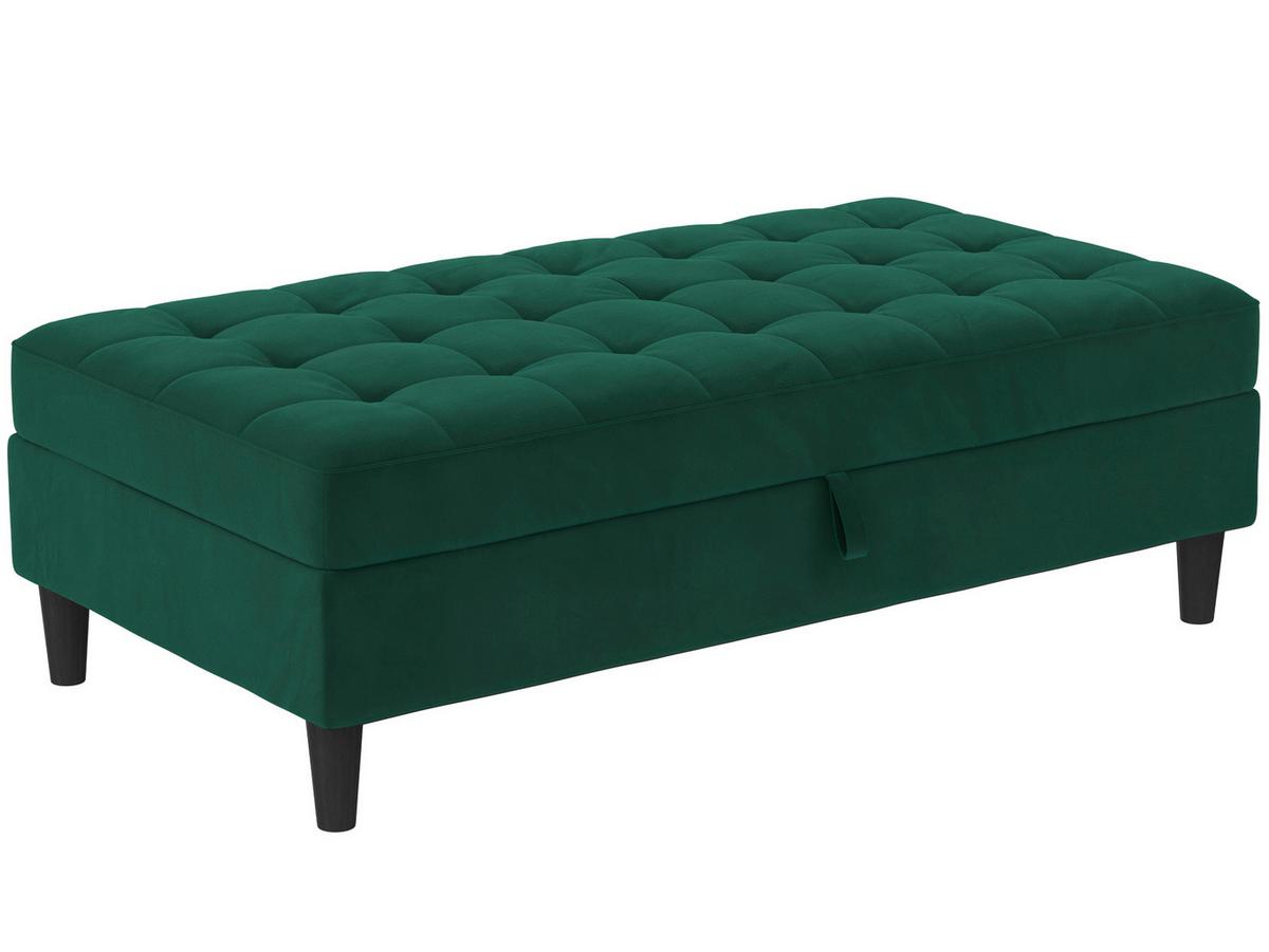 Hocker Palermo Dunkelgrün, mit Stauraum - Dunkelgrün/Schwarz, Basics, Textil (130/43/69cm) - Livetastic