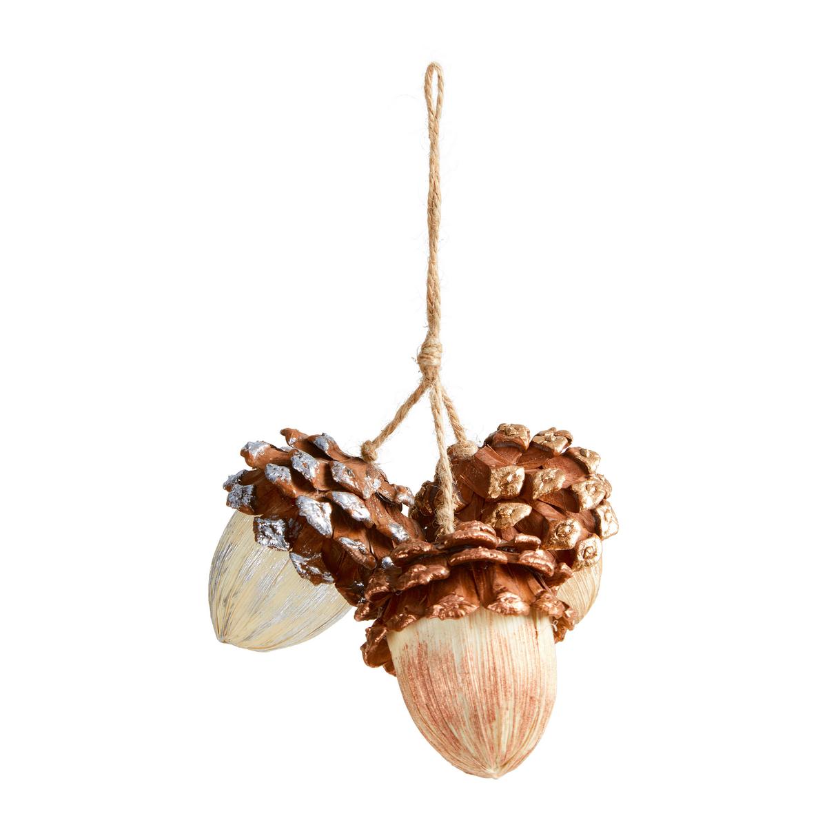 ZÁVĚSNÁ DEKORACE NUTS - přírodní barvy/hnědá, Konvenční, plast/přírodní materiály (14/22/6cm) - Modern Living