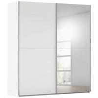 Schwebetürenschrank Fifty 2trg Weiß/Spiegelglas, B: 201 cm - Weiß, KONVENTIONELL, Glas/Holzwerkstoff (201/223/66cm) - Luca Bessoni