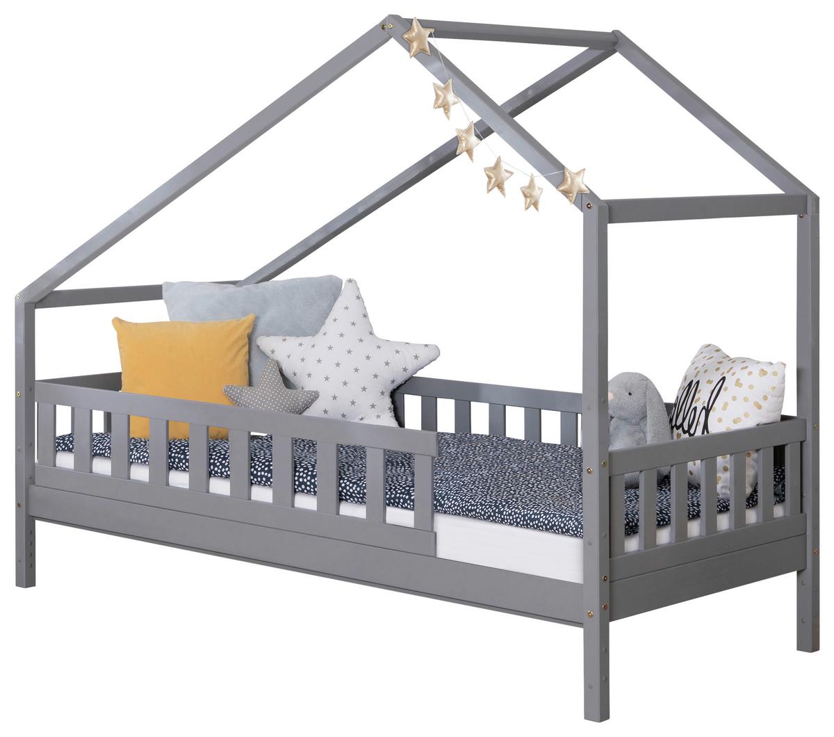 Hausbett Lou Hellgrau B: 90 cm - Hellgrau/Weiß, MODERN, Holz/Textil (90/200cm) - MID.YOU