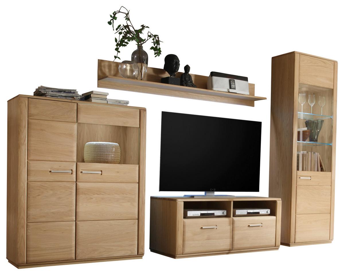 Wohnkombination 4-Tlg. Sena Eichefarben - Eichefarben, Design, Glas/Holz (319/209/51cm) - Livetastic