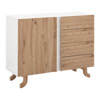 Široká komoda VIRA farby dubu/biela - biela/farba borovice, Modern, drevo (110/43/85cm) - Bessagi Home