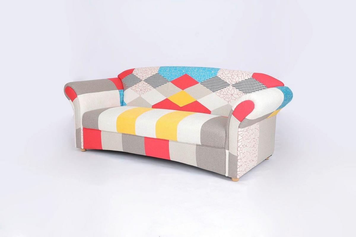 3-Sitzer Loretta ca.204x83x85 cm - Hellbraun/Weiß Hochglanz, Basics, Holz/Textil (204/83/85cm)