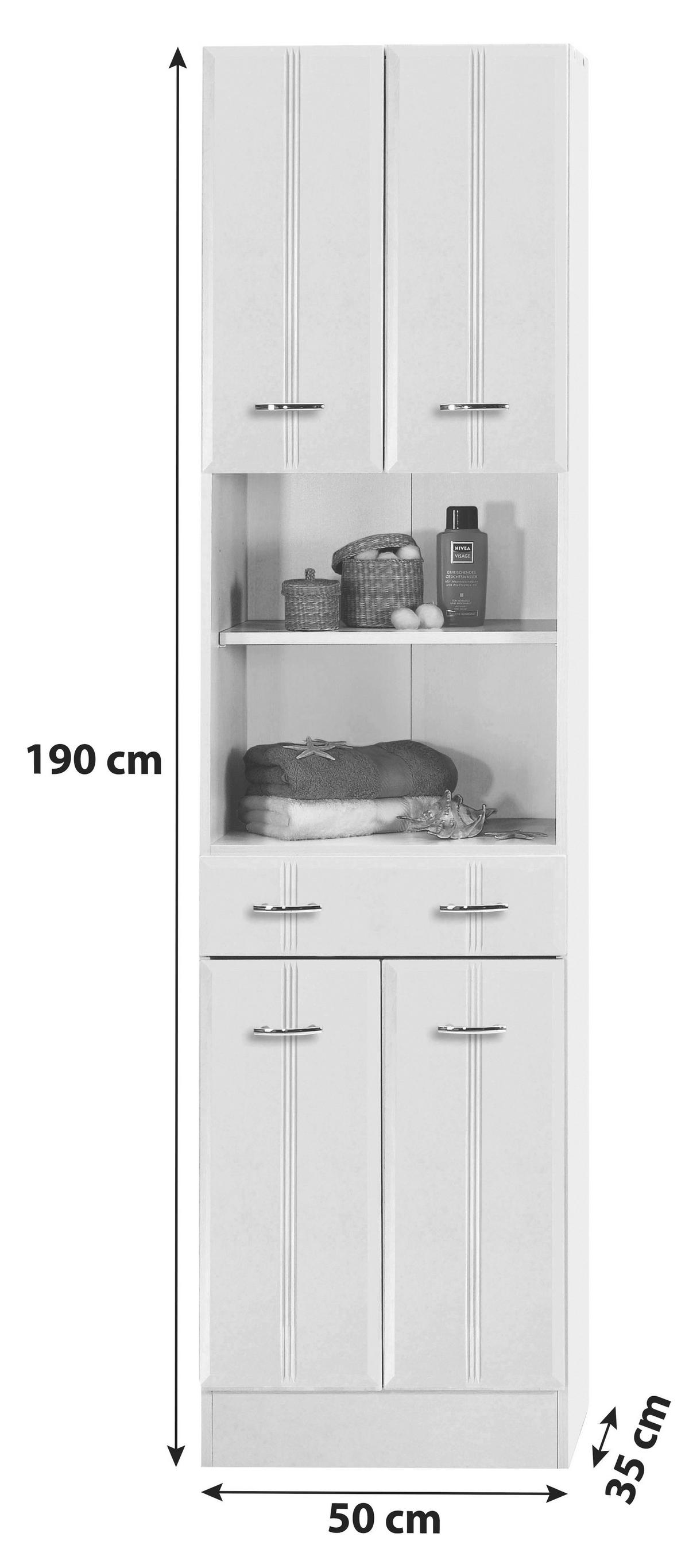 Hochschrank Mit Lade Rallye 50cm, Weiß Dekor - Weiß, KONVENTIONELL, Holzwerkstoff (50/190/34cm) - Held